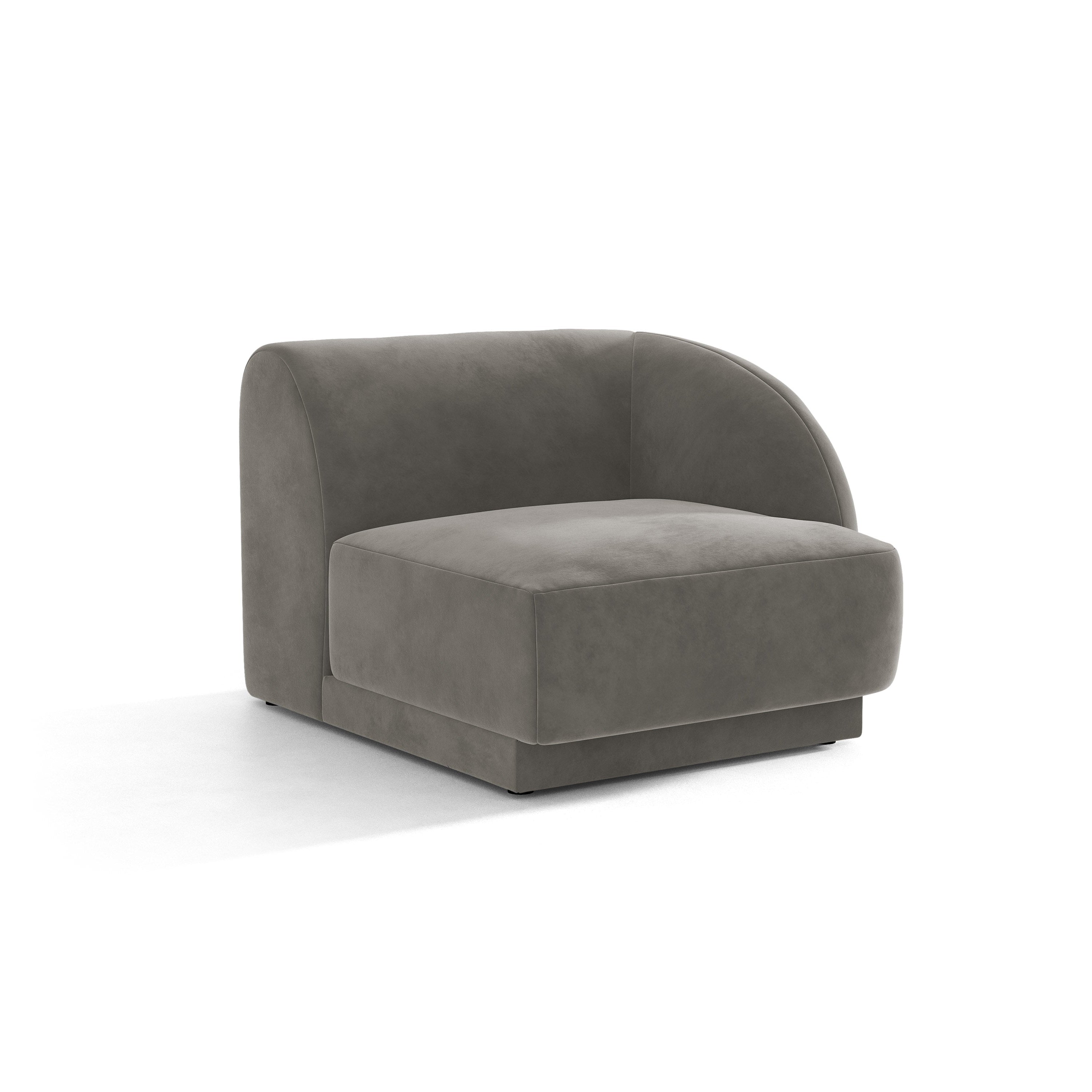Sofa modułowa aksamitna MILEY - moduł prawostronny jasnoszary do salonu