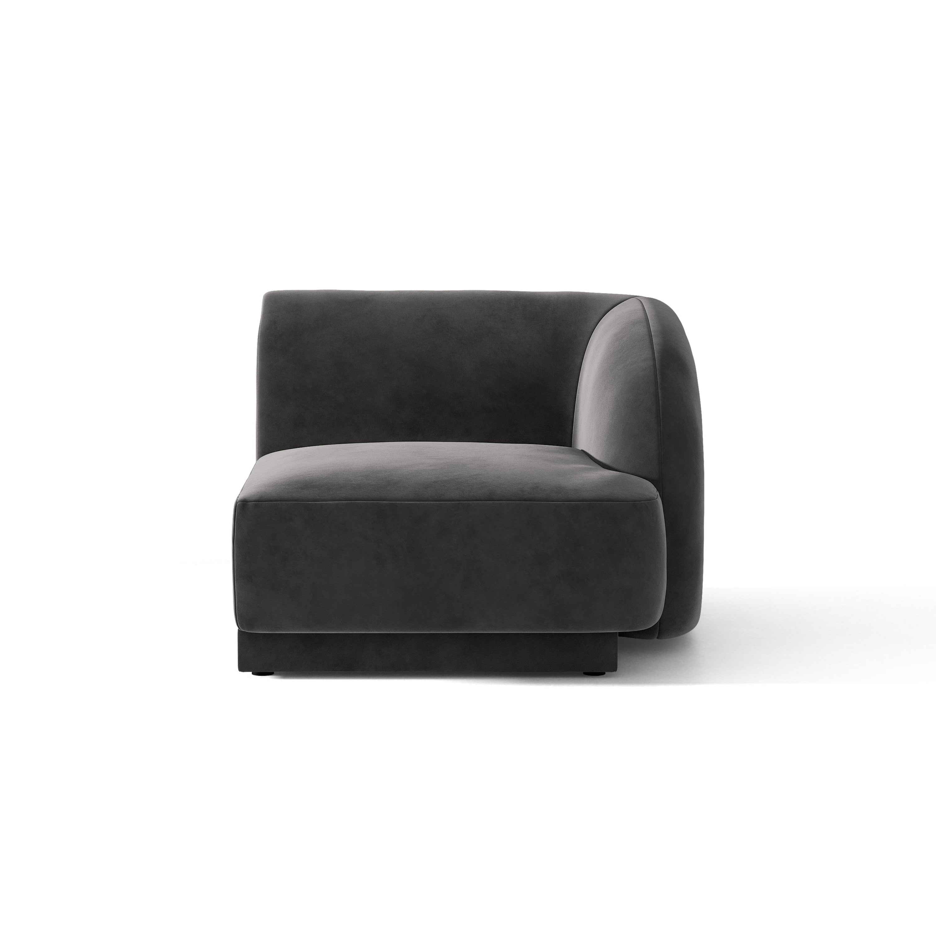 Sofa modułowa aksamitna MILEY - moduł prawostronny szary – Micadoni