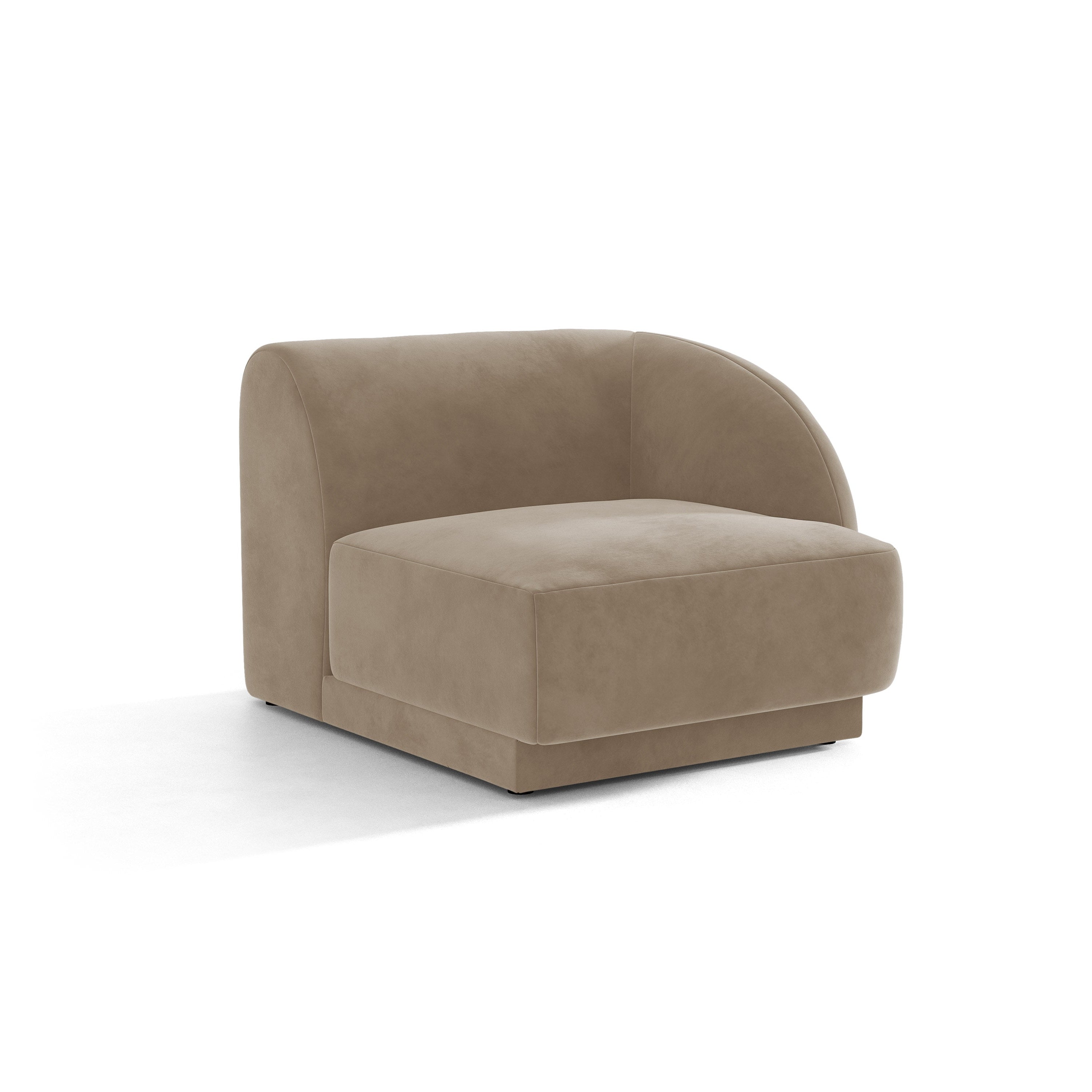 Sofa modułowa aksamitna MILEY - moduł prawostronny cappuccino do salonu