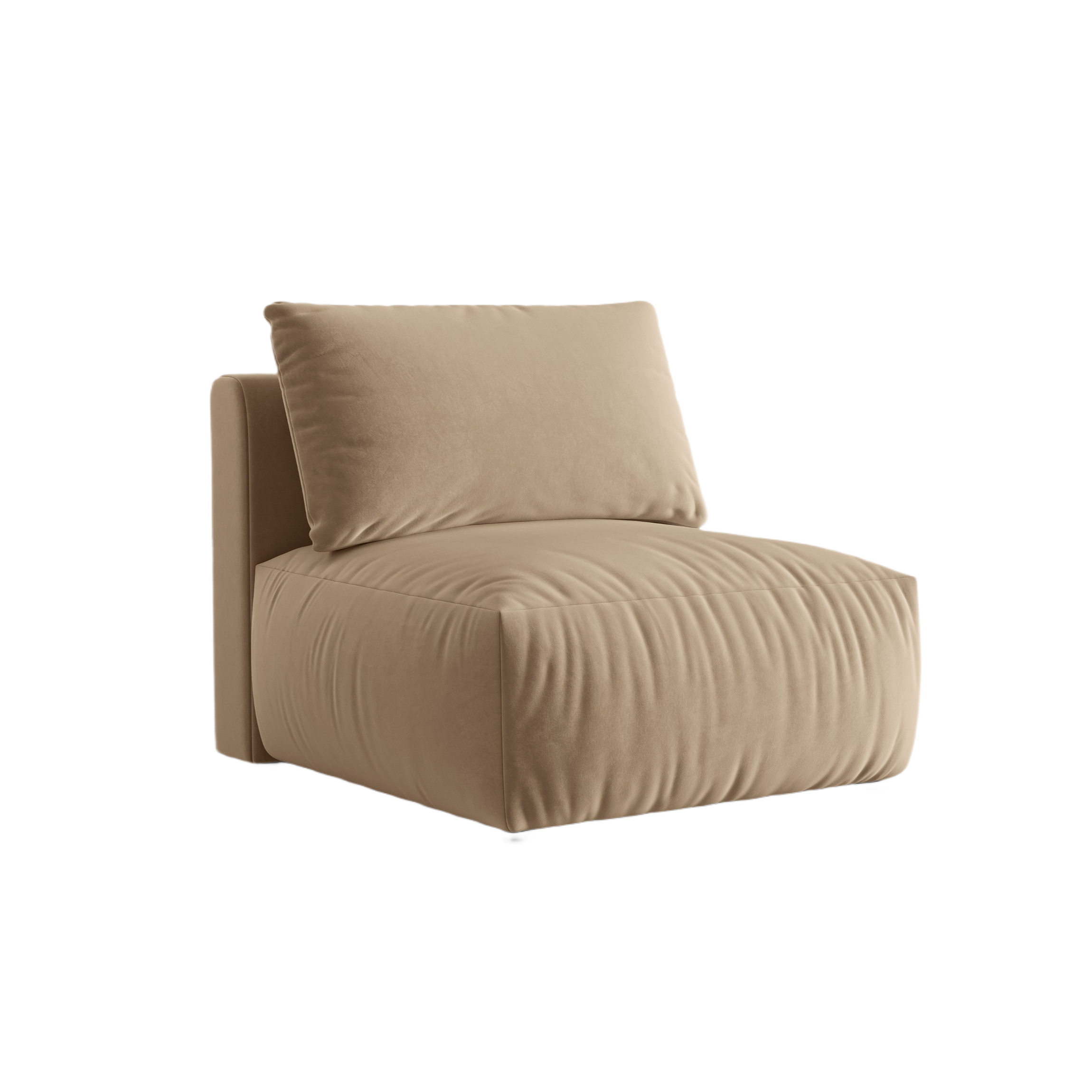 Sofa modułowa aksamitna CHRIS - element środkowy piaskowy
