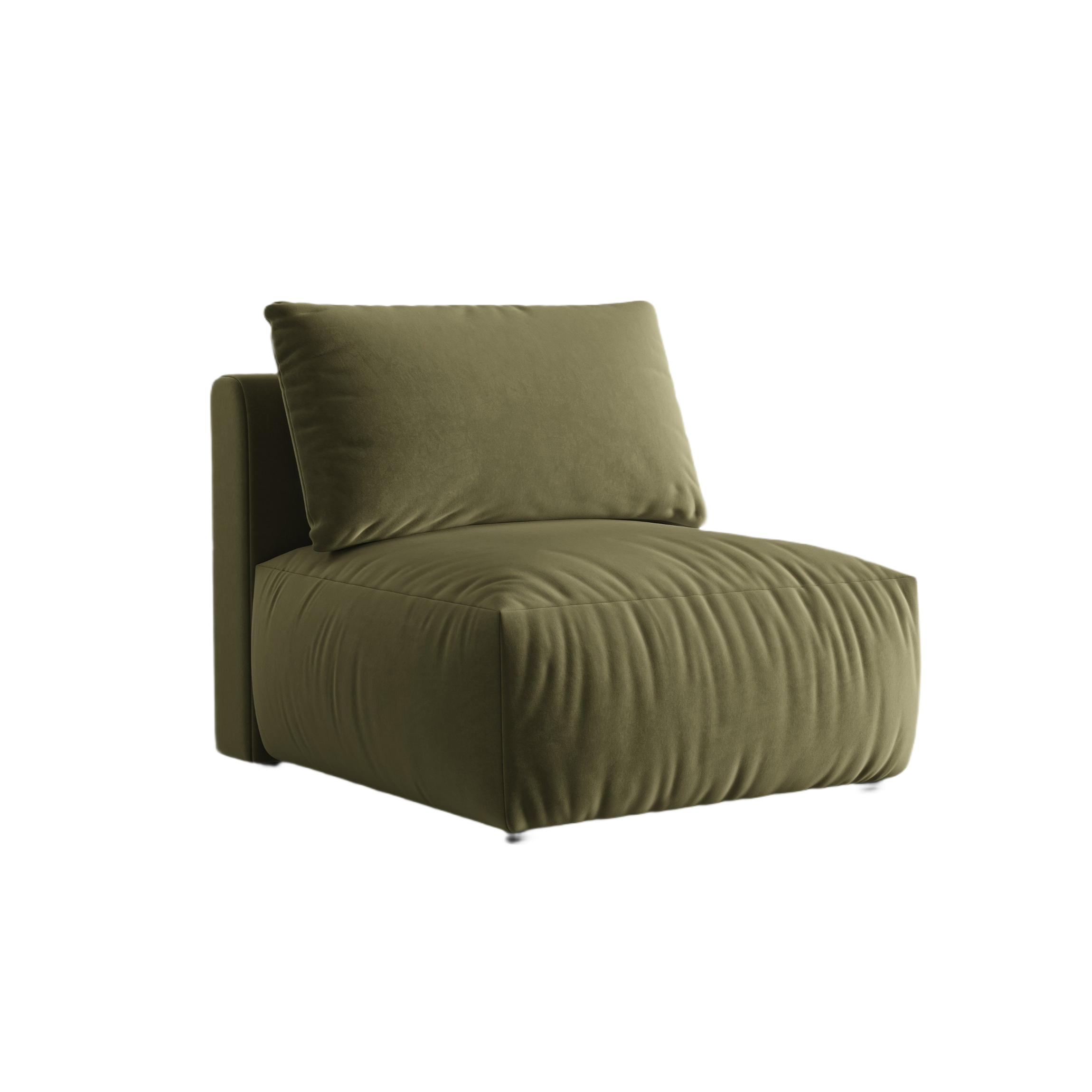 Sofa modułowa aksamitna CHRIS - element środkowy jasnozielony