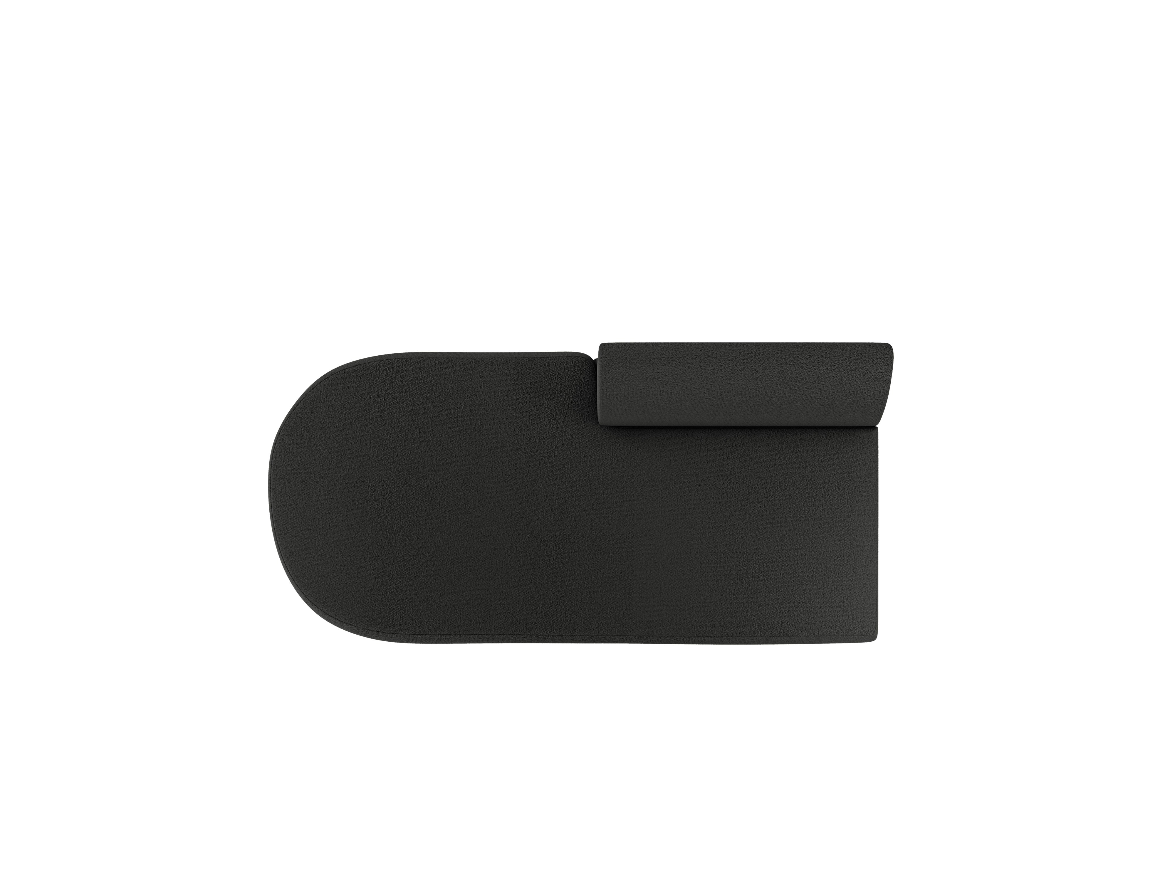 Left-facing 2-seater chaise longue MILEY black boucle
