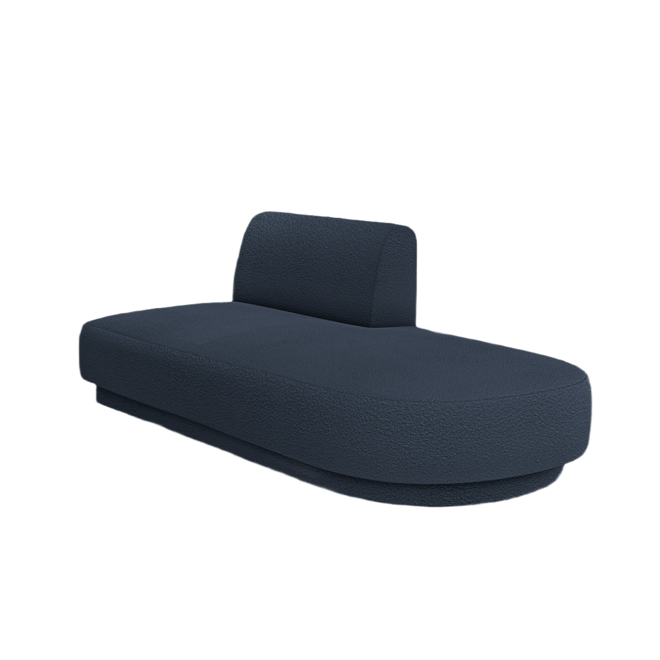 Right-facing 2-seater chaise longue MILEY dark blue boucle