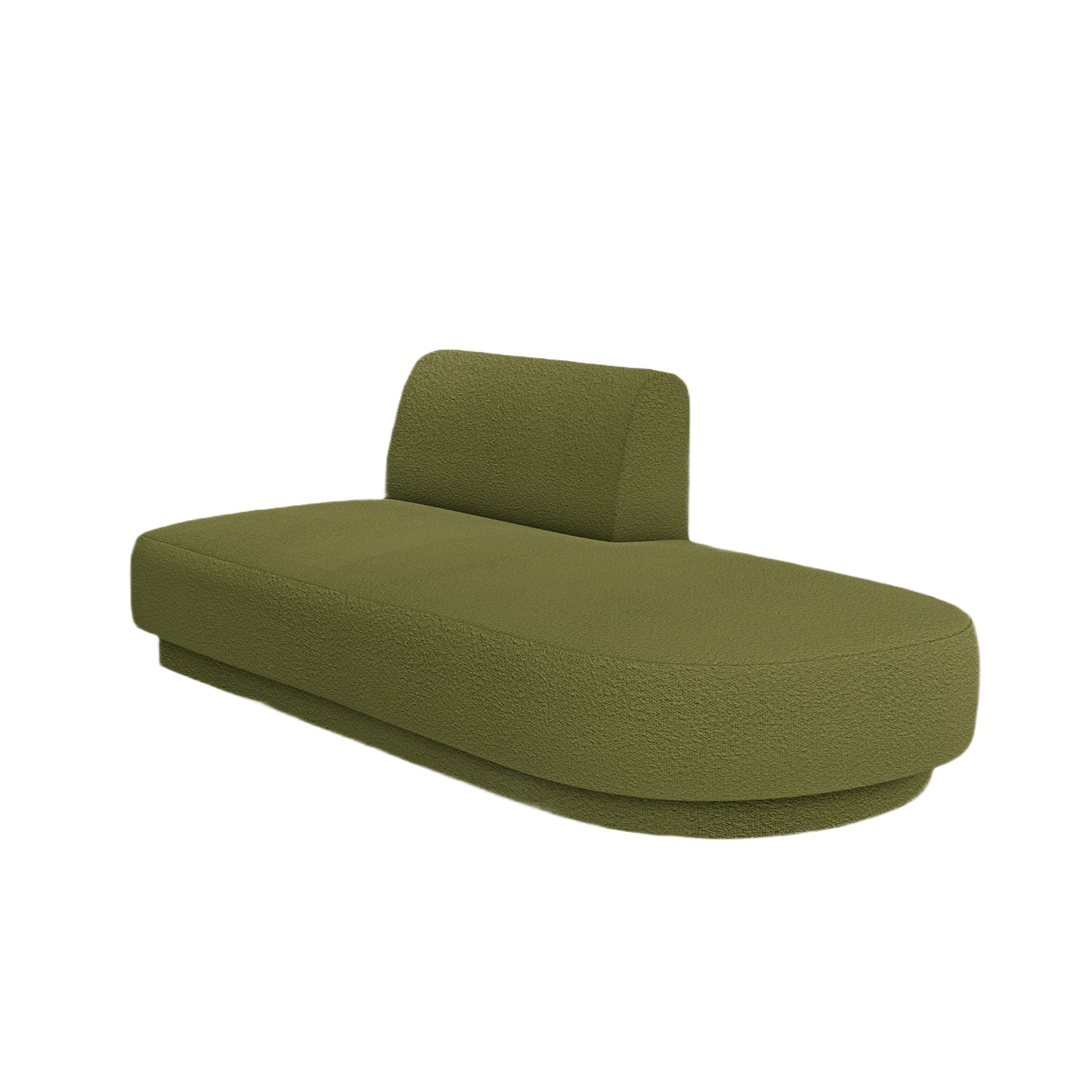 Right-facing 2-seater chaise longue MILEY green boucle