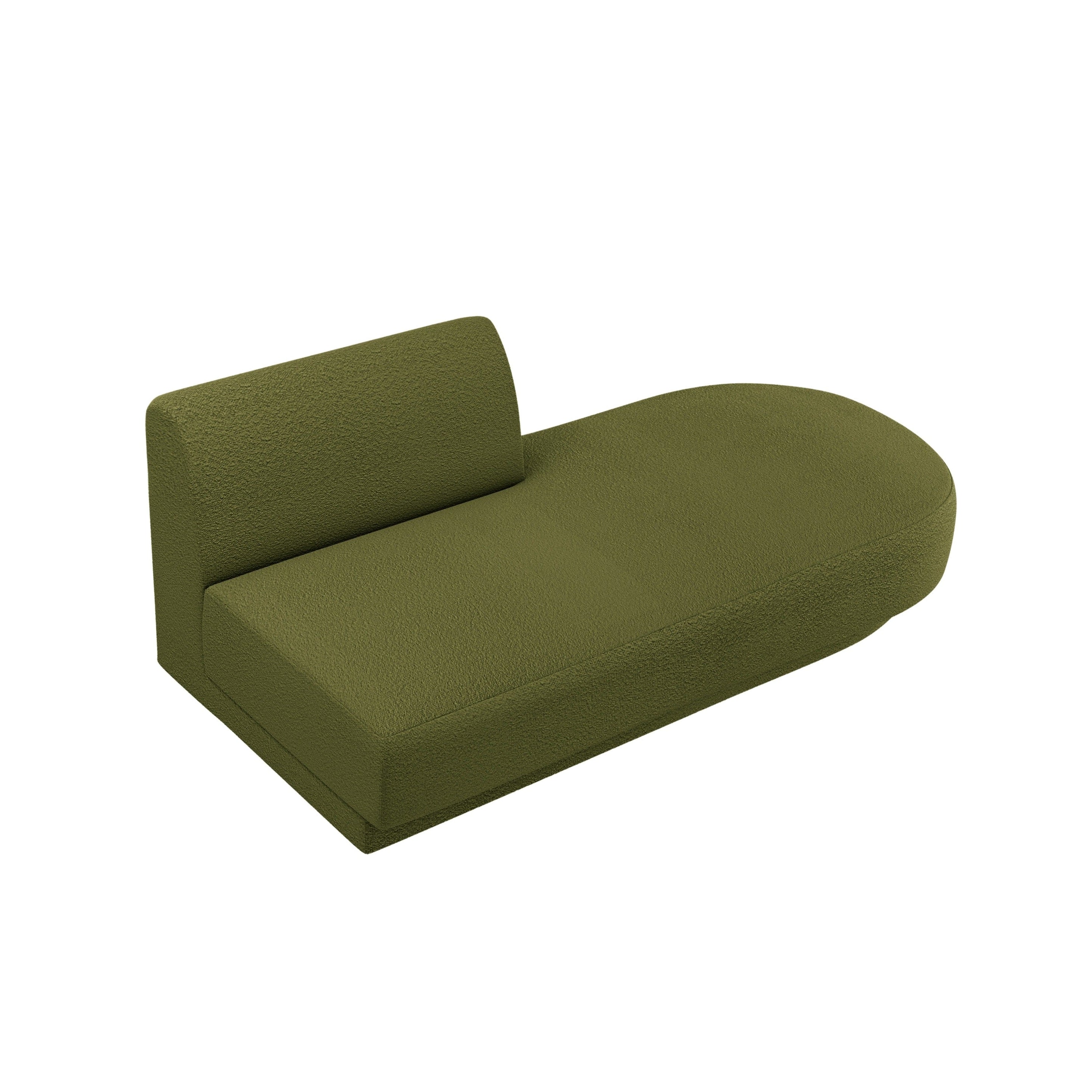 Right-facing 2-seater chaise longue MILEY green boucle