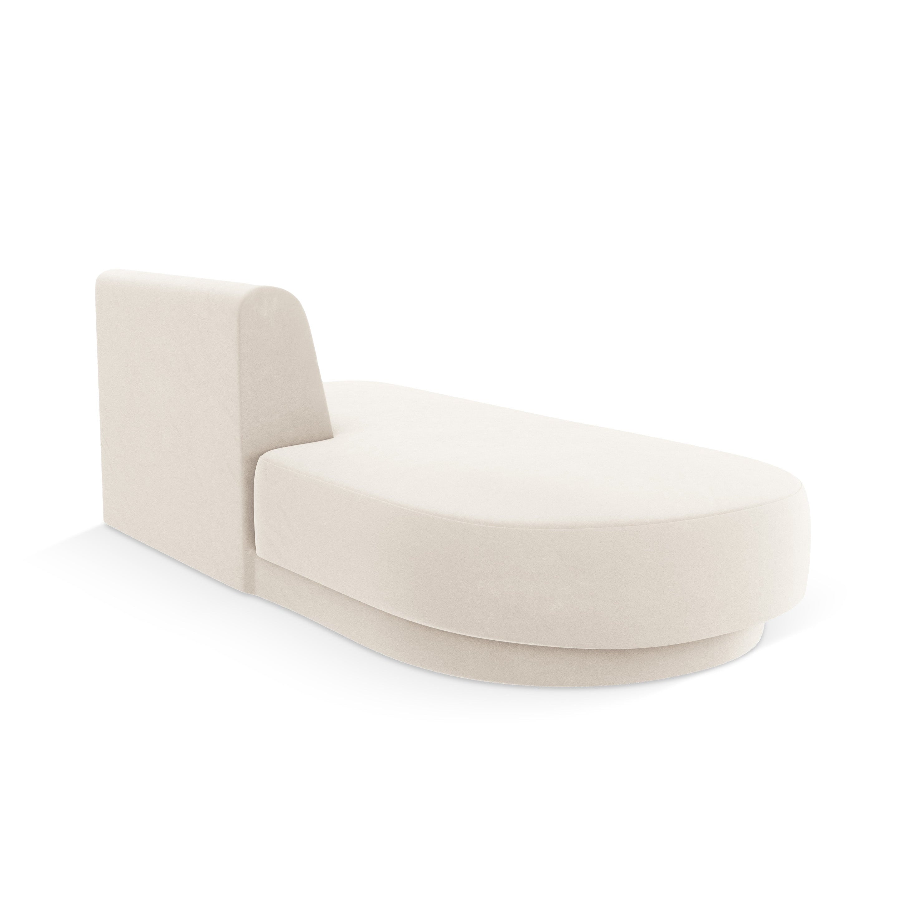 2-seater velvet left-facing chaise longue MILEY light beige