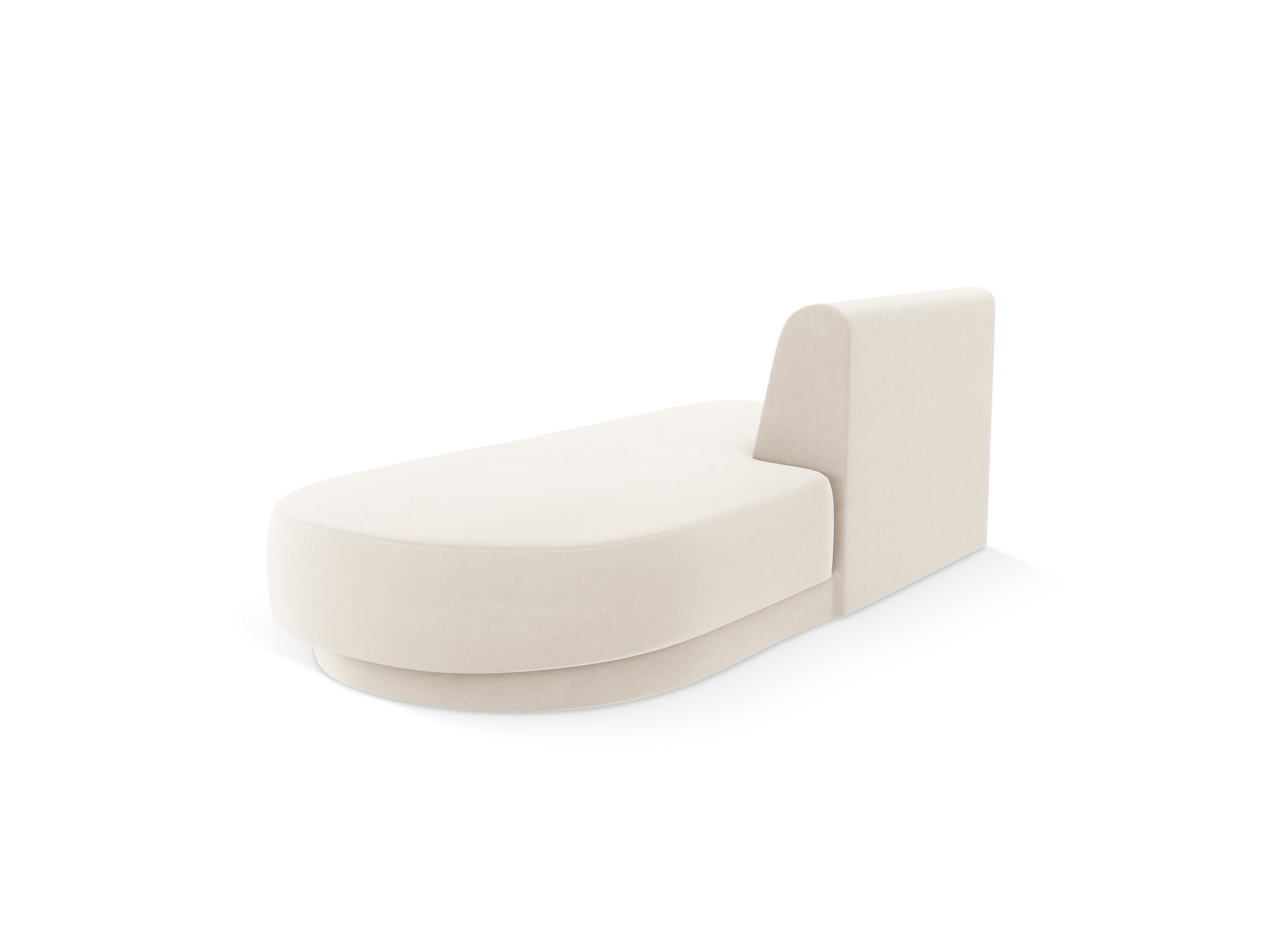 Right-facing velvet 2-seater chaise longue MILEY light beige