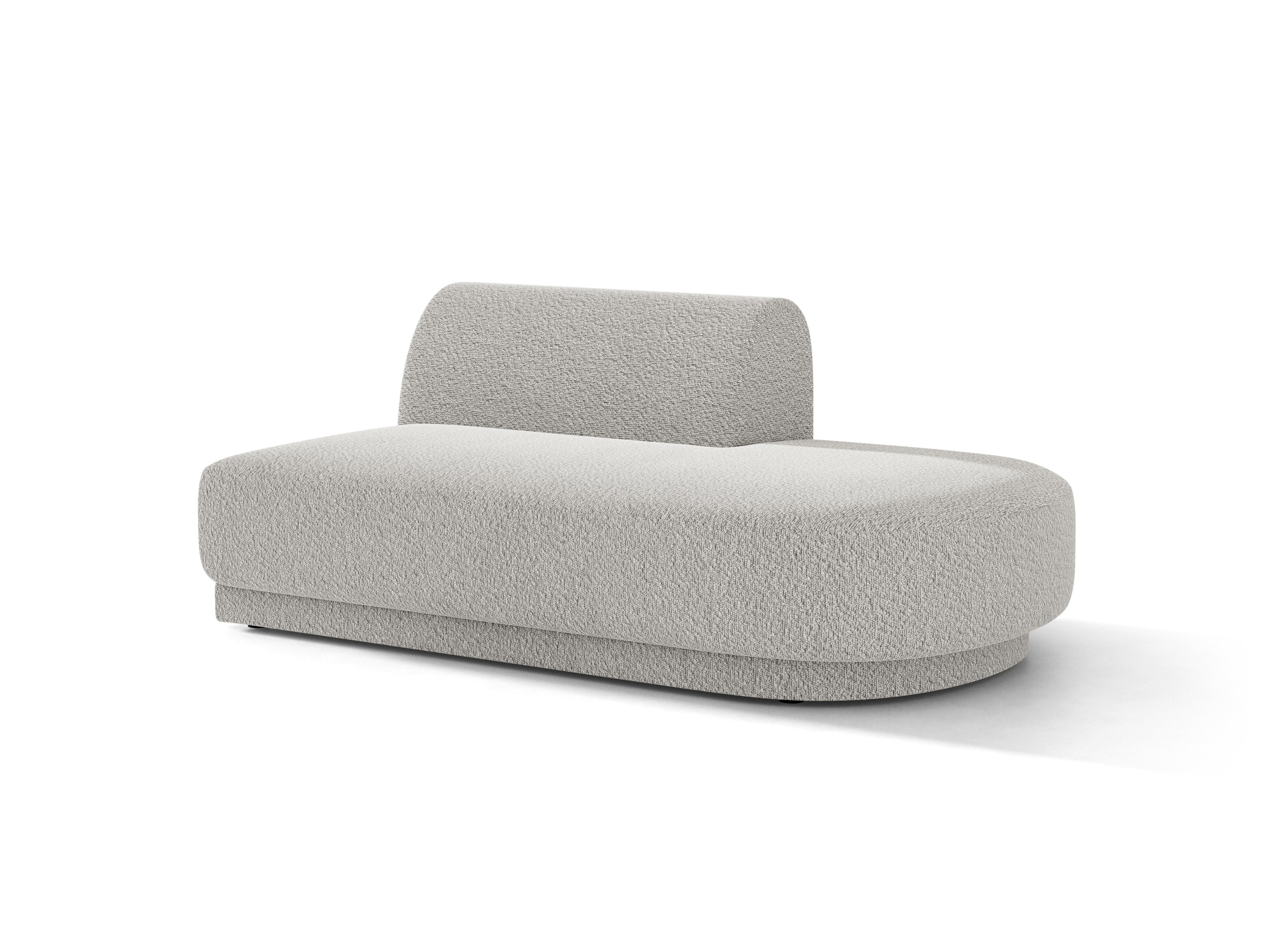 Szezlong 2-osobowy prawostronny MILEY jasnoszary boucle – tkanina bouclé