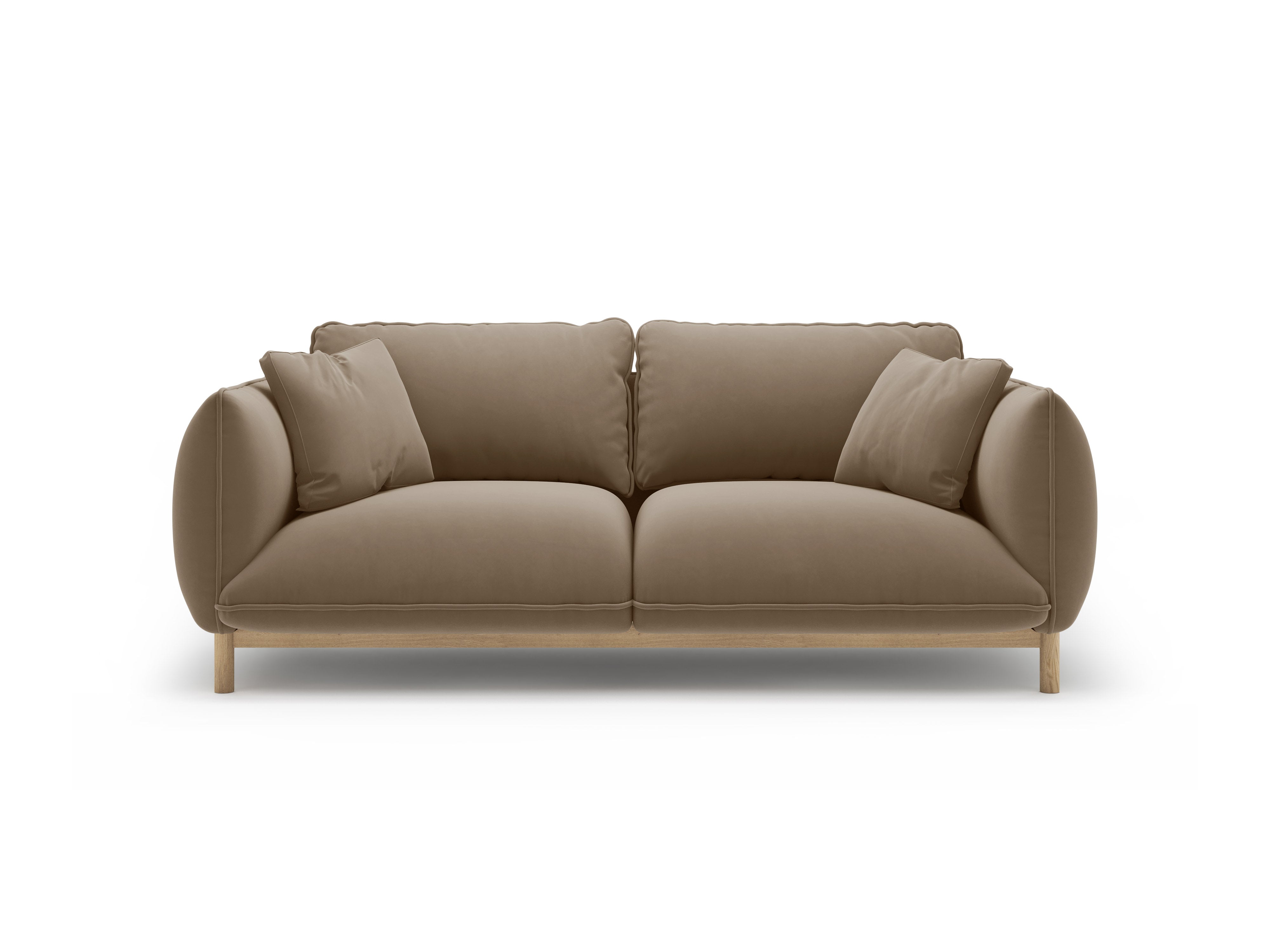 ADA Light Brown Velvet 2-Seater Sofa