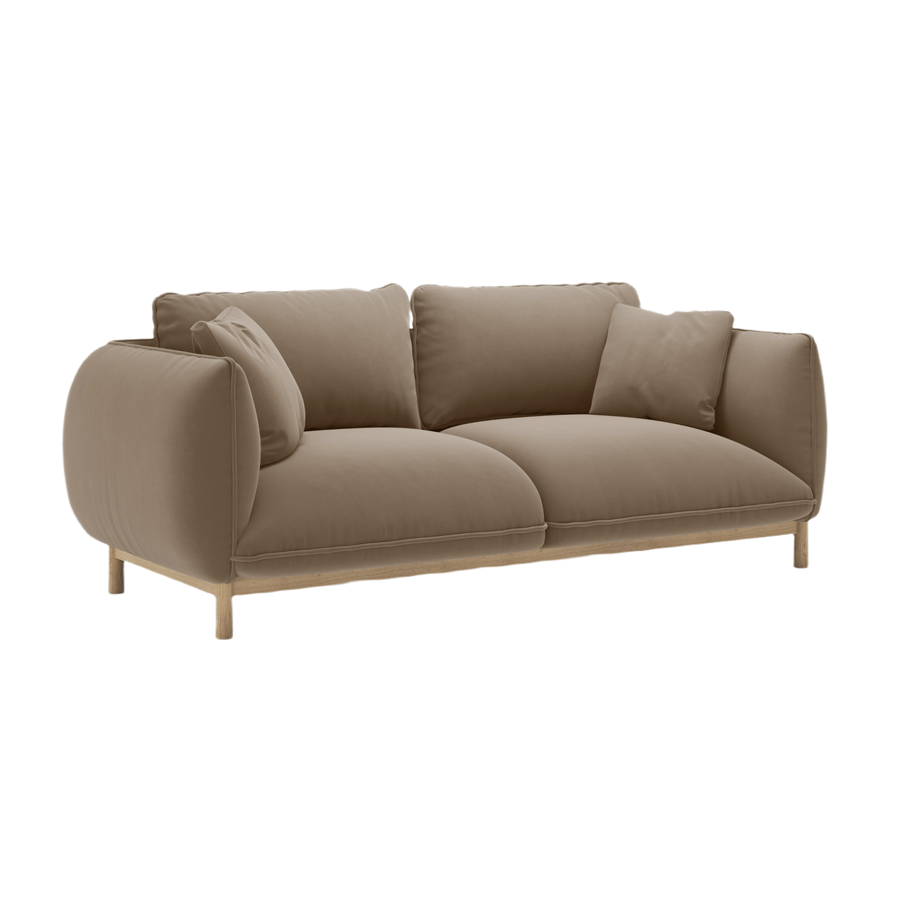 ADA Light Brown Velvet 2-Seater Sofa
