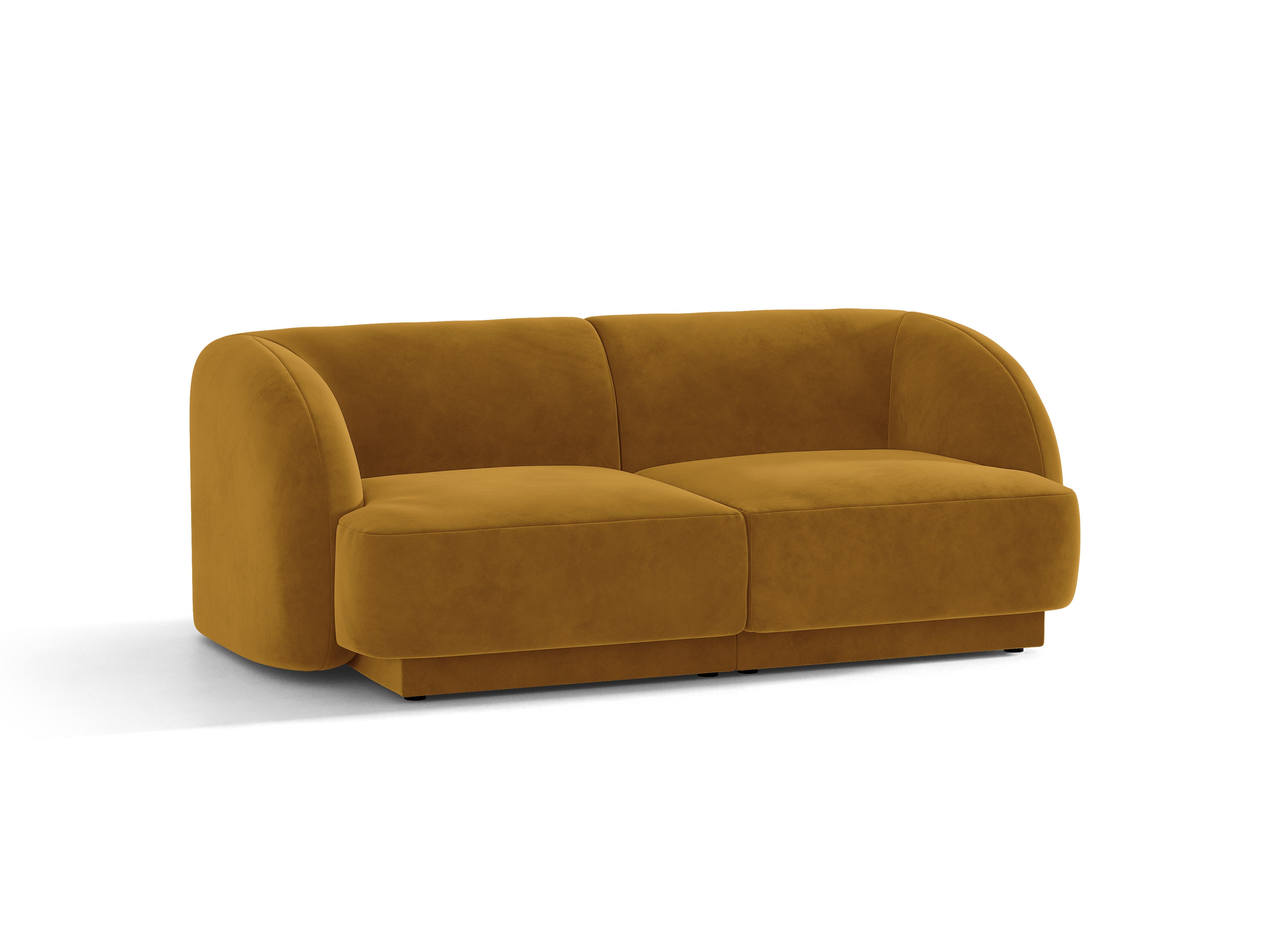 Sofa aksamitna 2-osobowa MILEY żółty do salonu