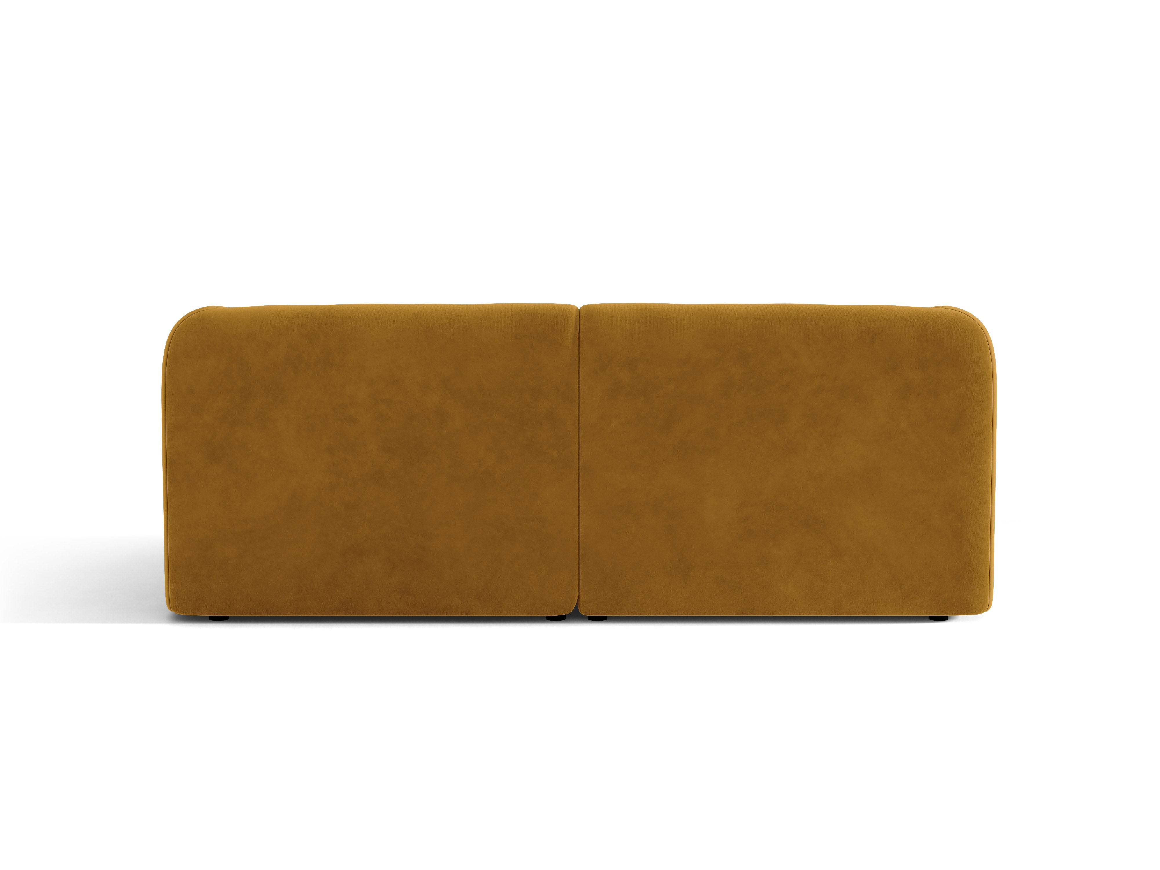 Sofa aksamitna 2-osobowa MILEY żółty do salonu – Micadoni