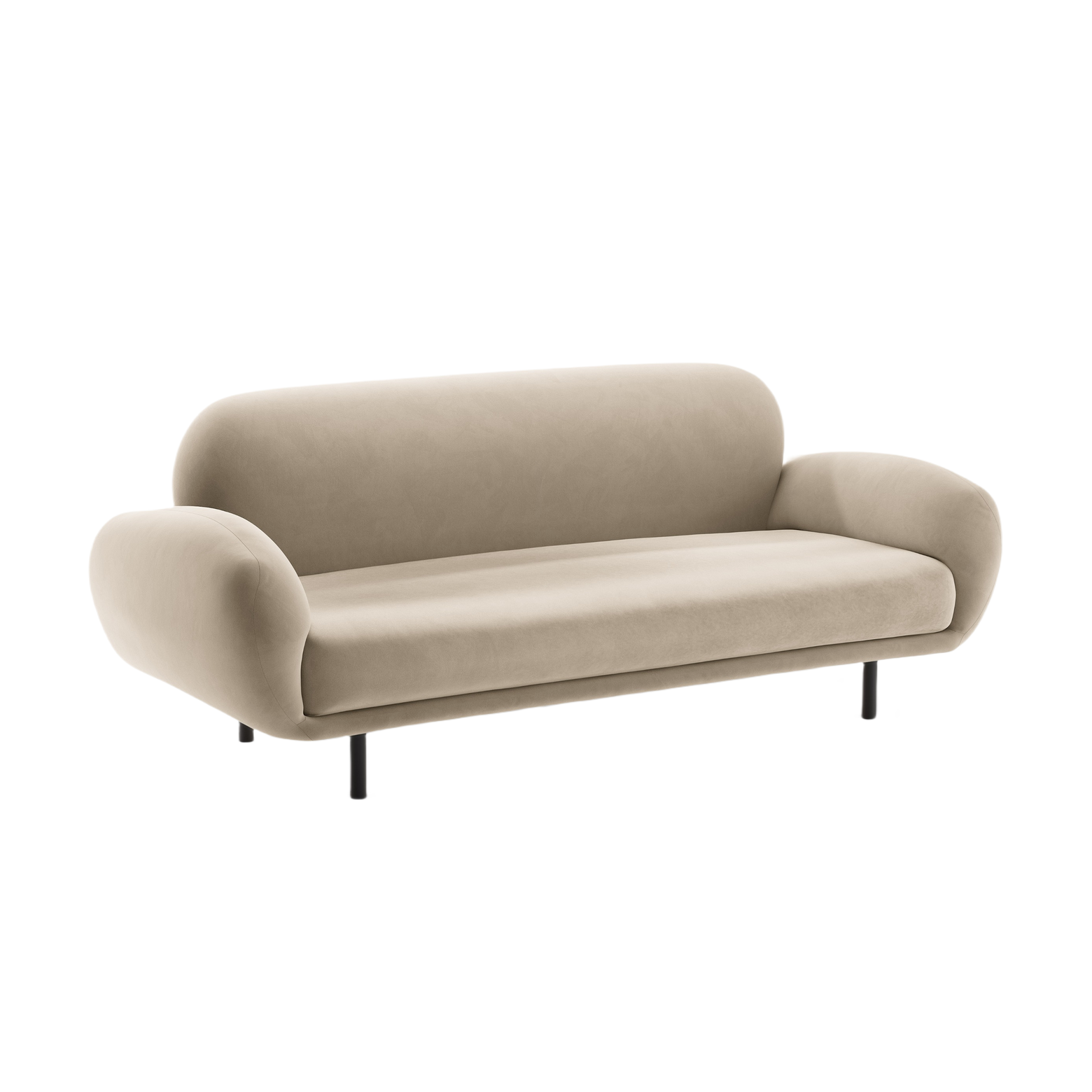 Sofa aus Samt 2,5-sitzig POPPY ecru