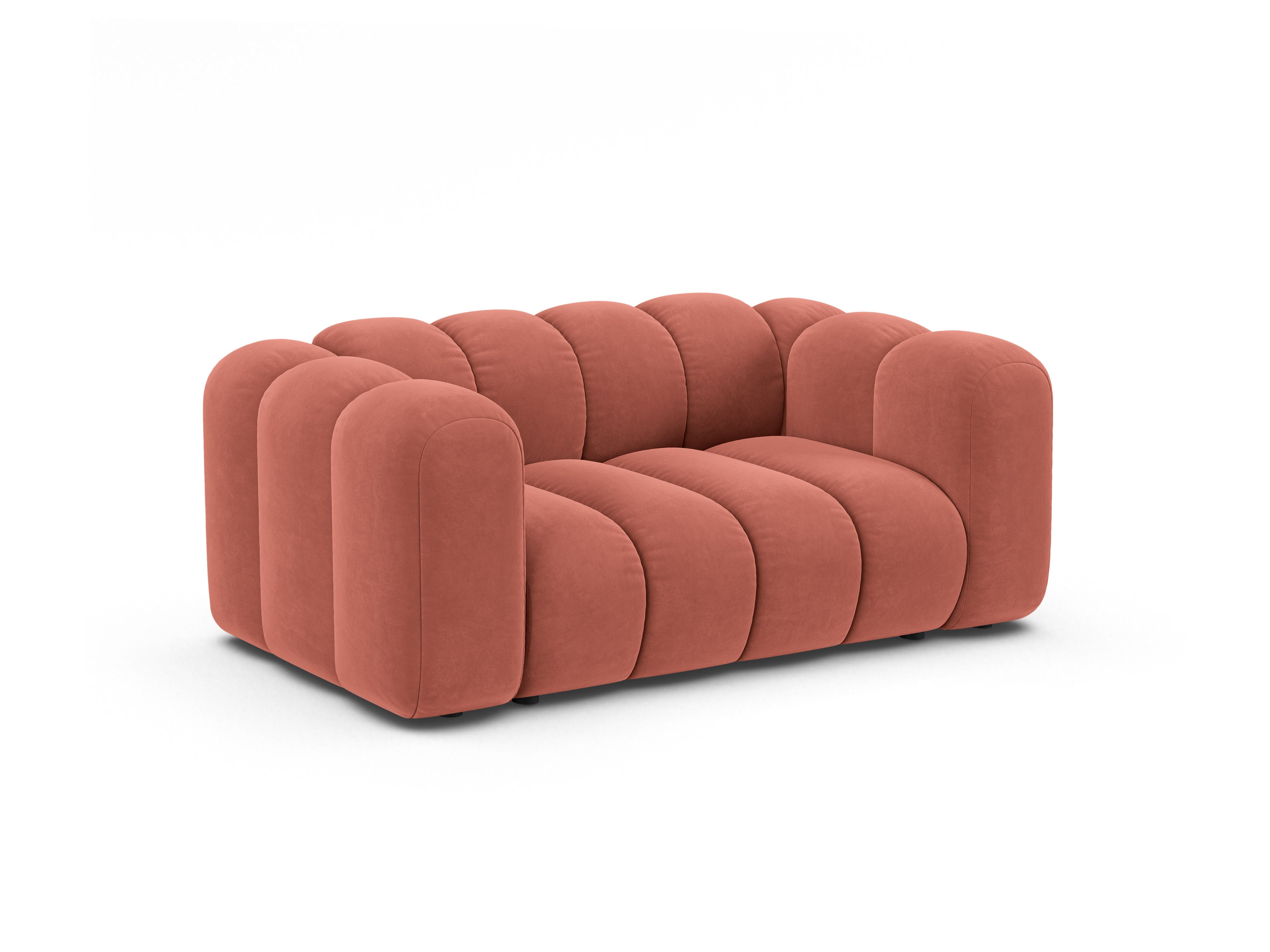 Sofa aksamitna 2-osobowa LUPINE koralowy – Micadoni