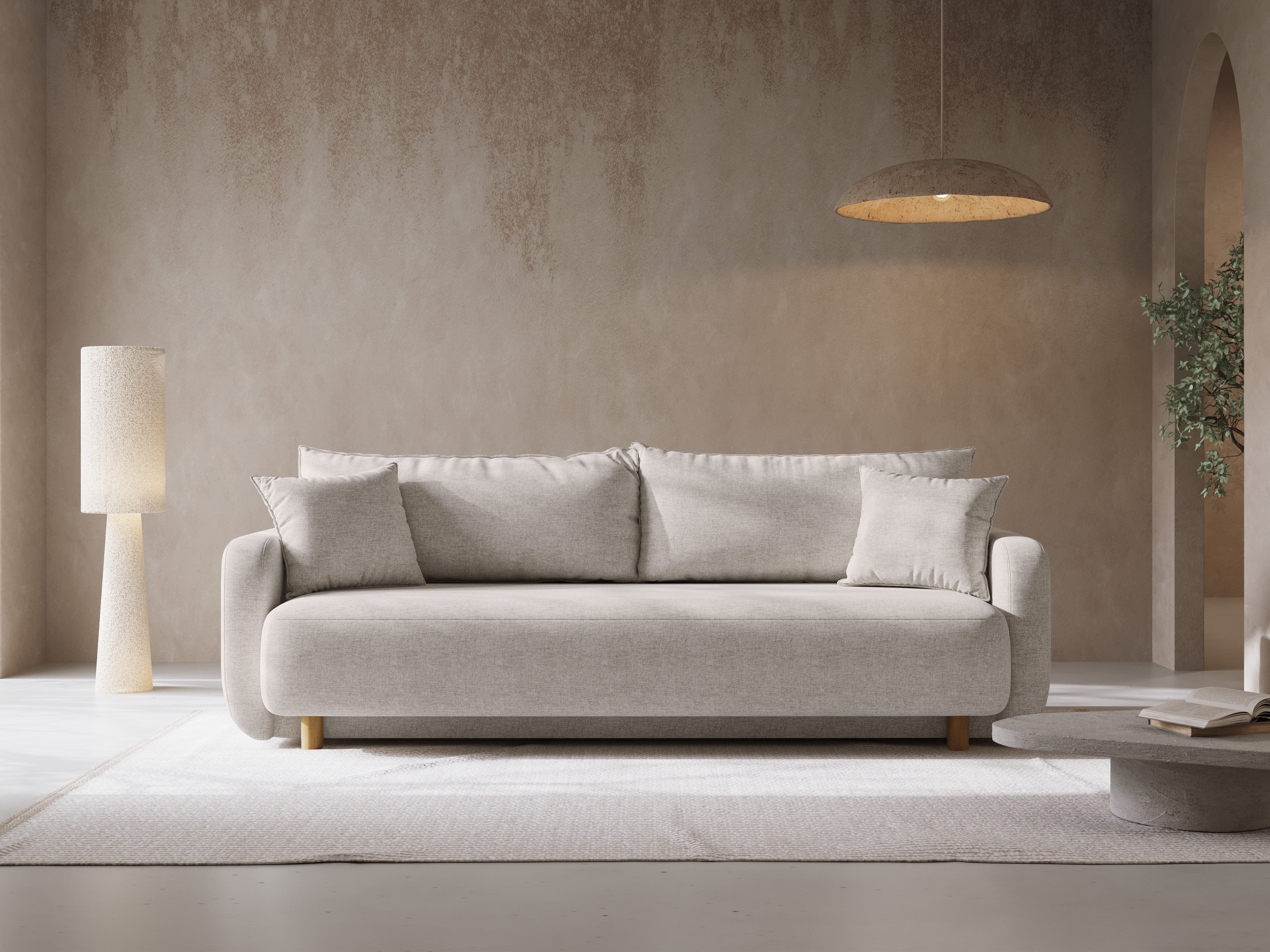 Sofa mit Schlaffunktion ELEN beige Chenille