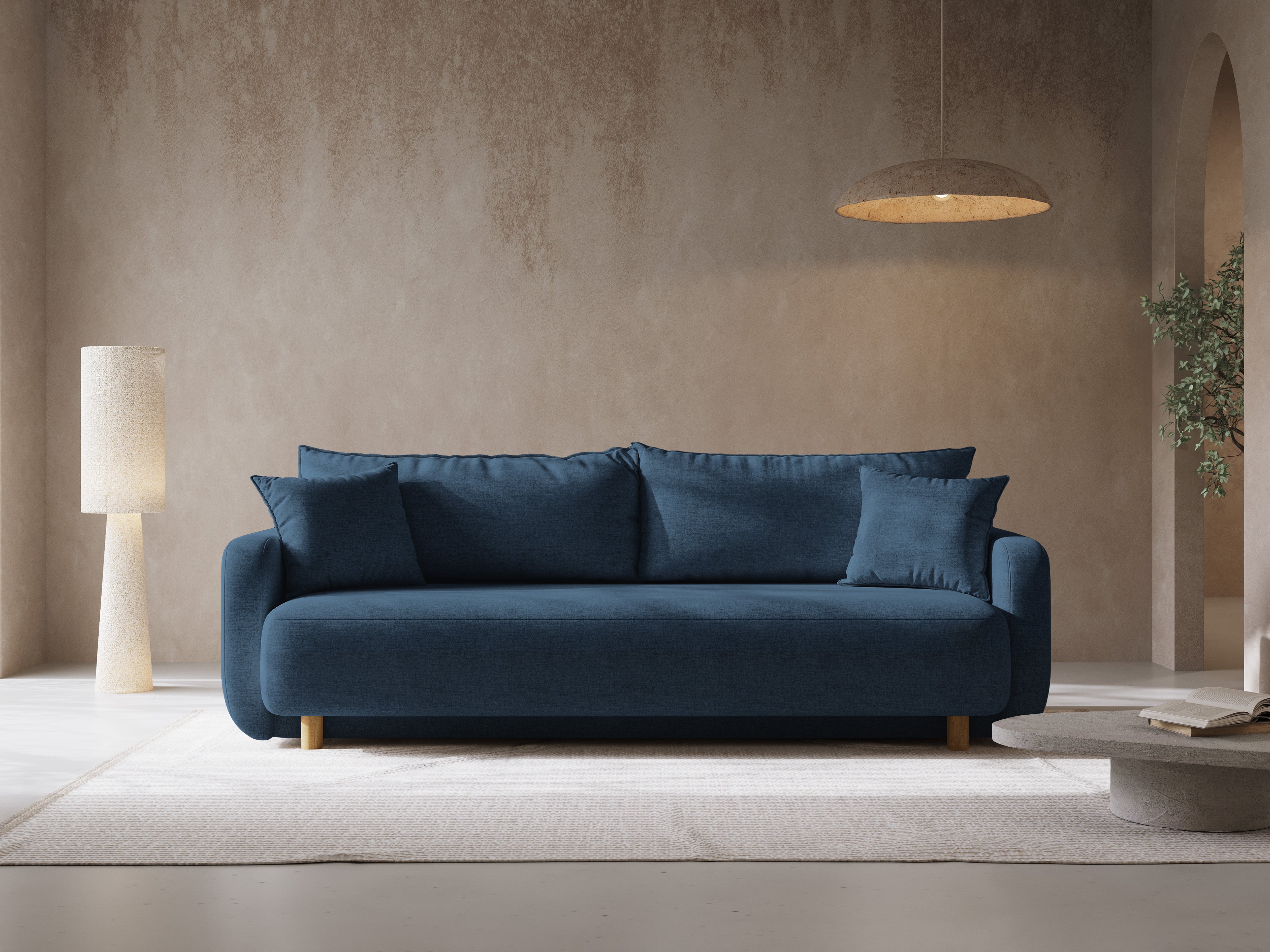 Sofa mit Schlaffunktion ELEN in marineblauem Chenille