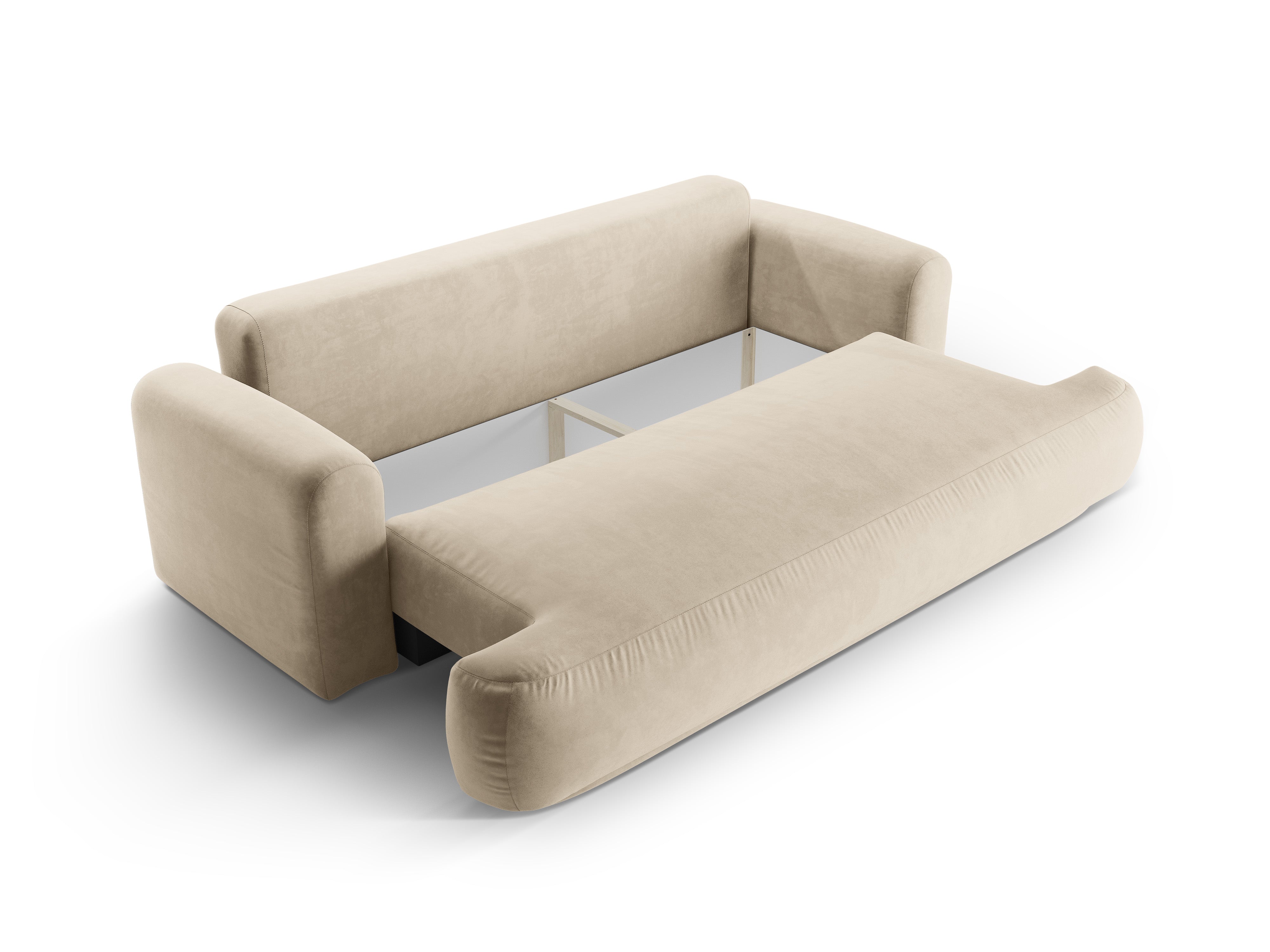 Sofa aksamitna z funkcją spania ELLA jasnobeżowy