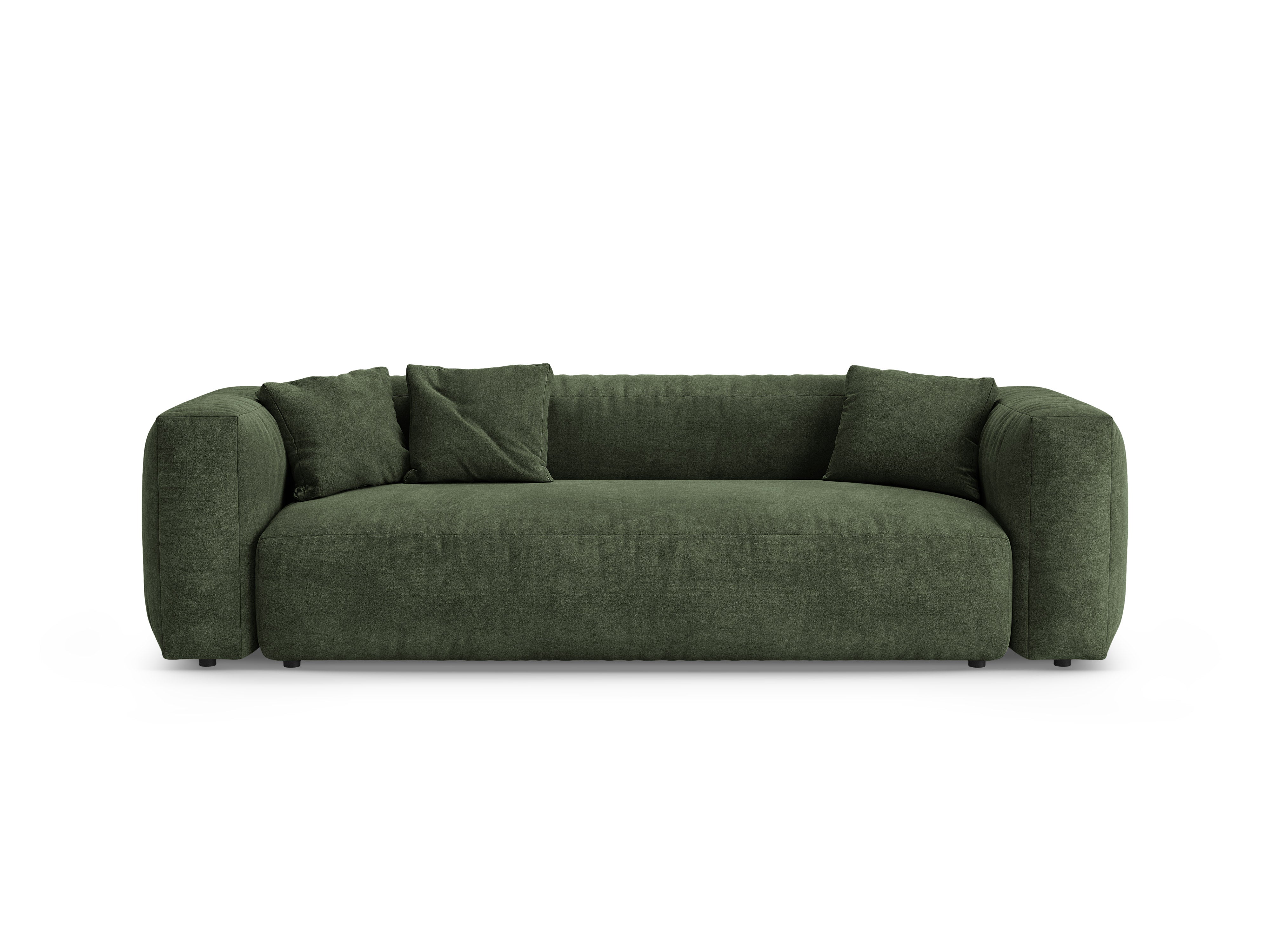 Sofa aksamitna 3-osobowa z funkcją spania MARTINA zielony