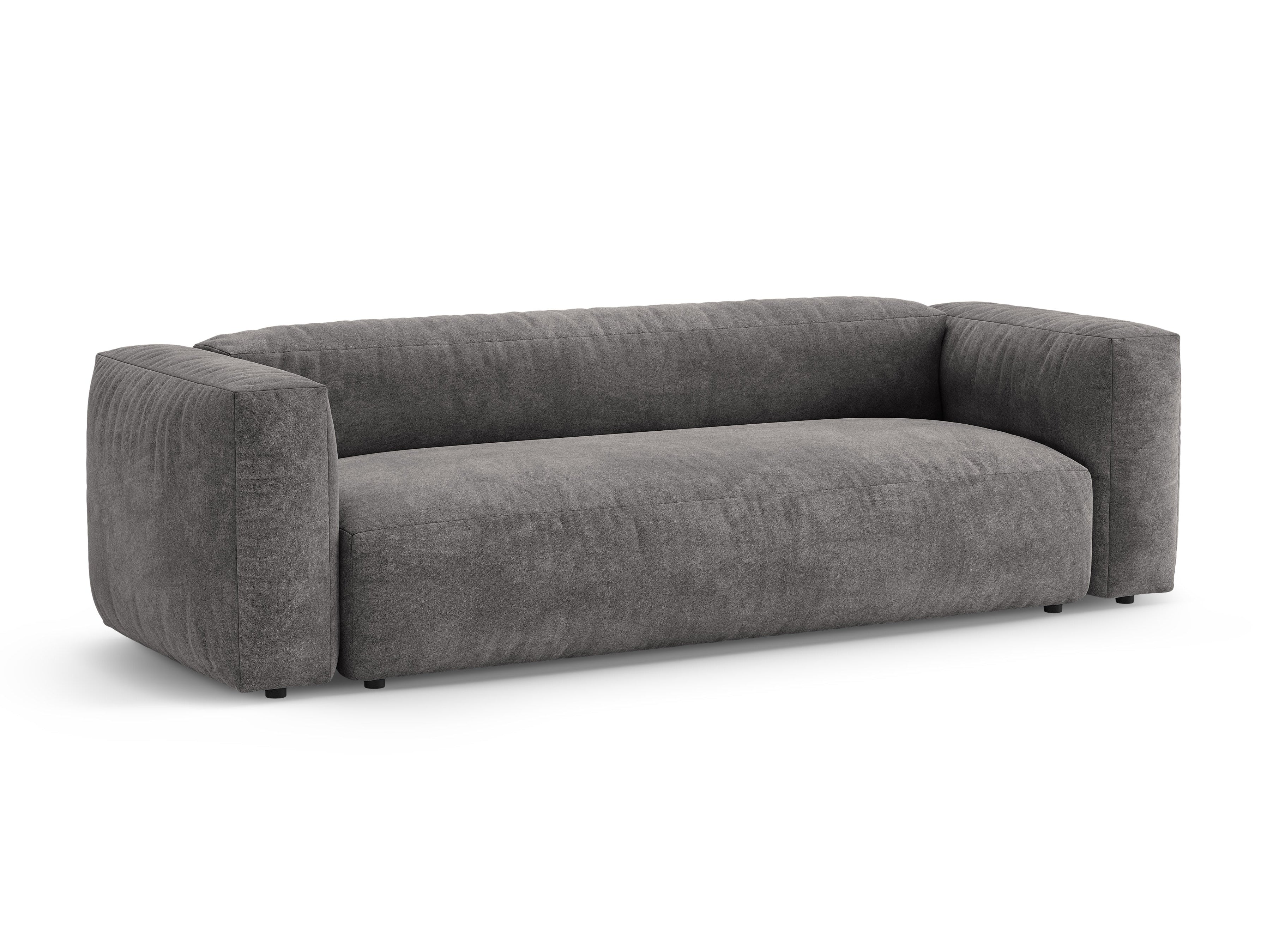 Sofa aksamitna 3-osobowa z funkcją spania MARTINA szary