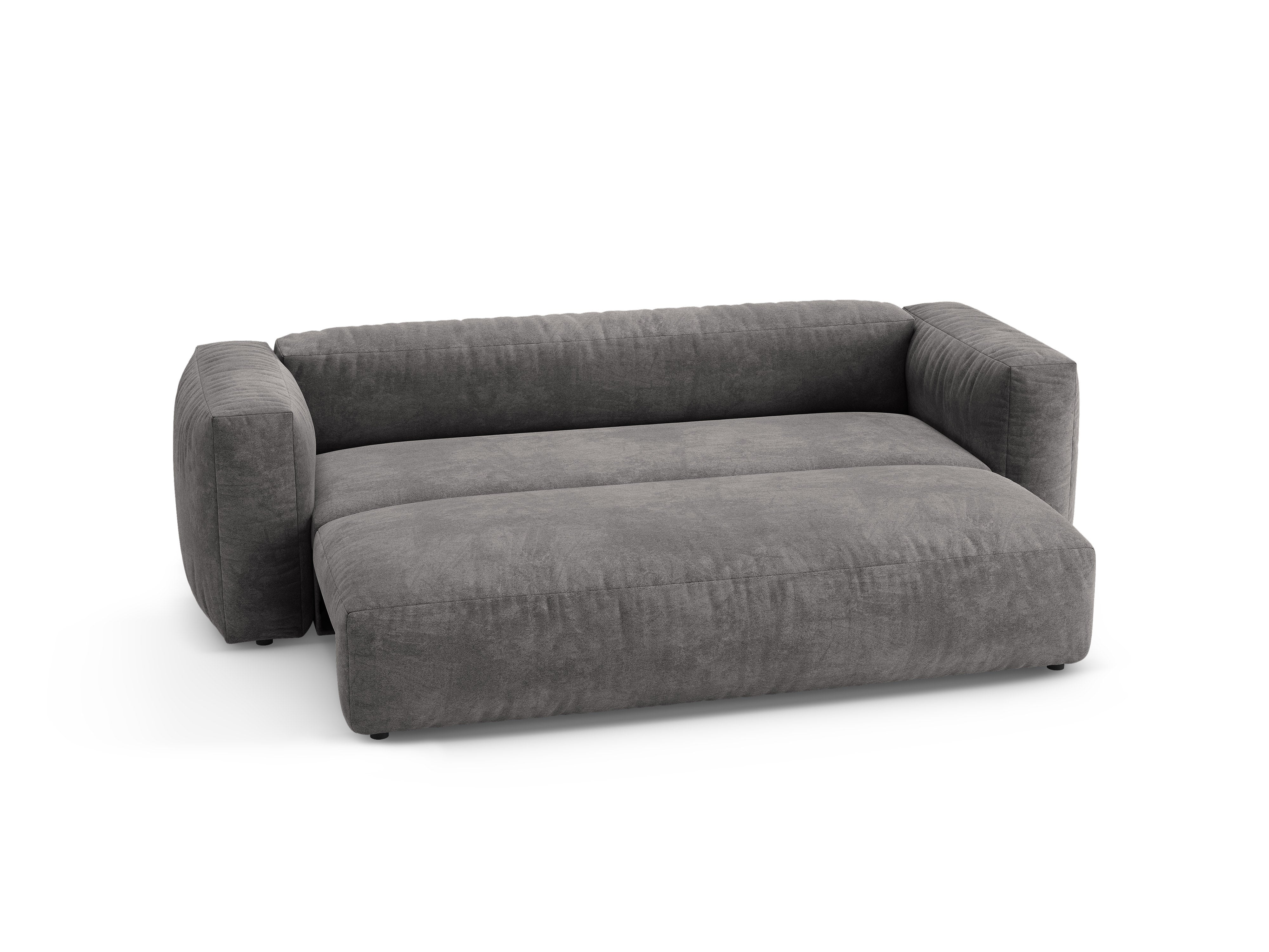 Sofa aksamitna 3-osobowa z funkcją spania MARTINA szary