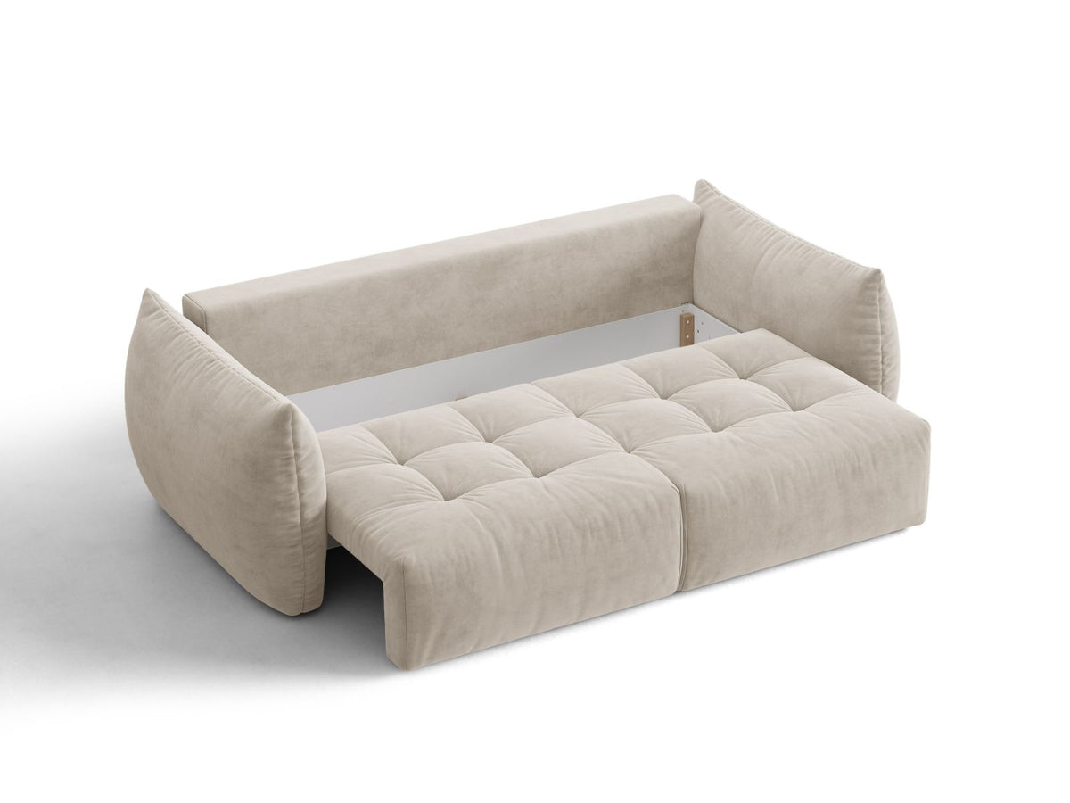 Sofa aksamitna 3-osobowa z funkcją spania BLOOM ecru – ujęcie 5