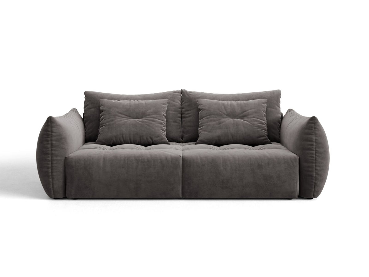 Sofa aksamitna 3-osobowa z funkcją spania BLOOM ciemnoszary – Micadoni