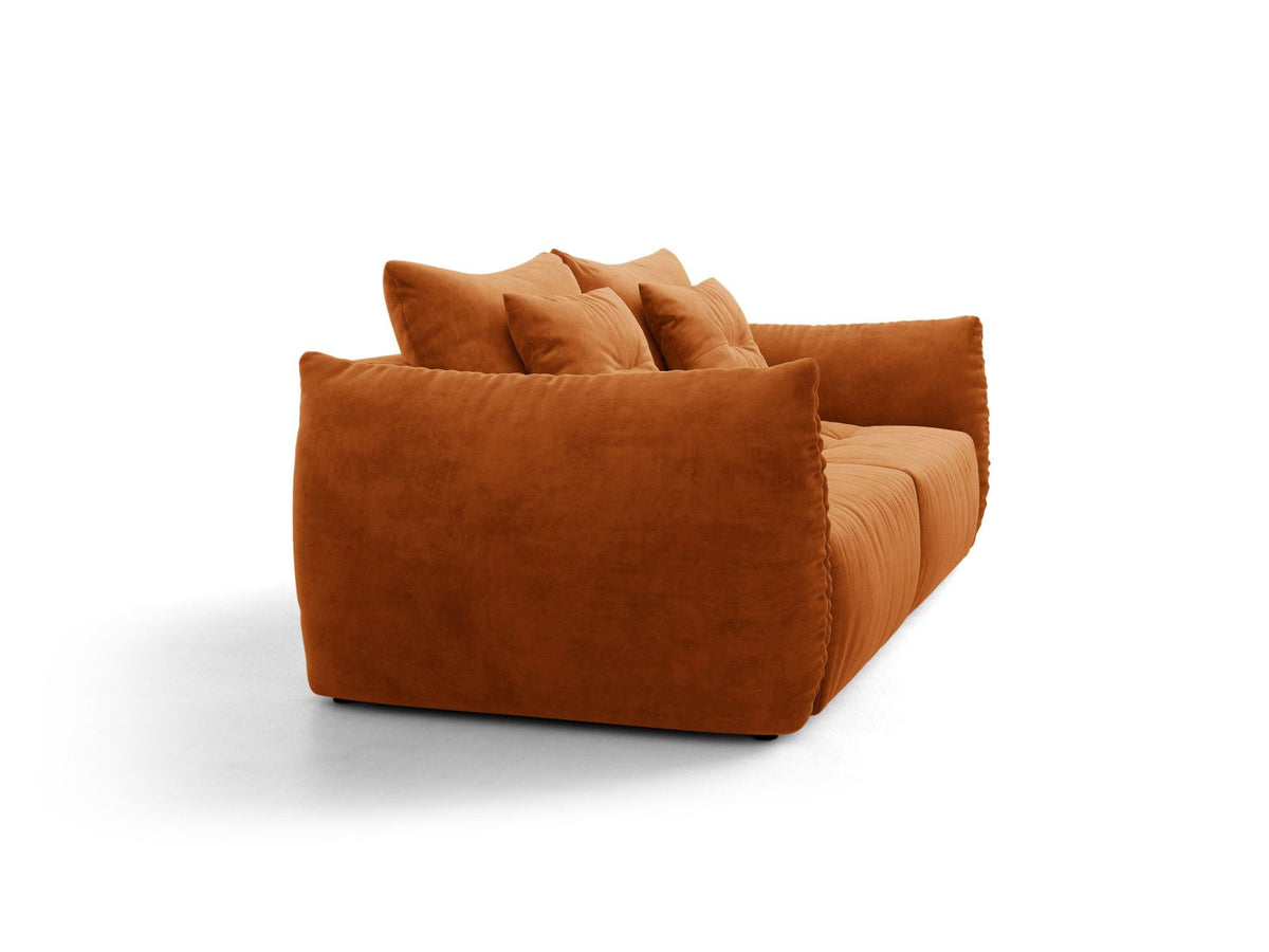 Sofa aksamitna 3-osobowa z funkcją spania BLOOM terracotta – ujęcie 3
