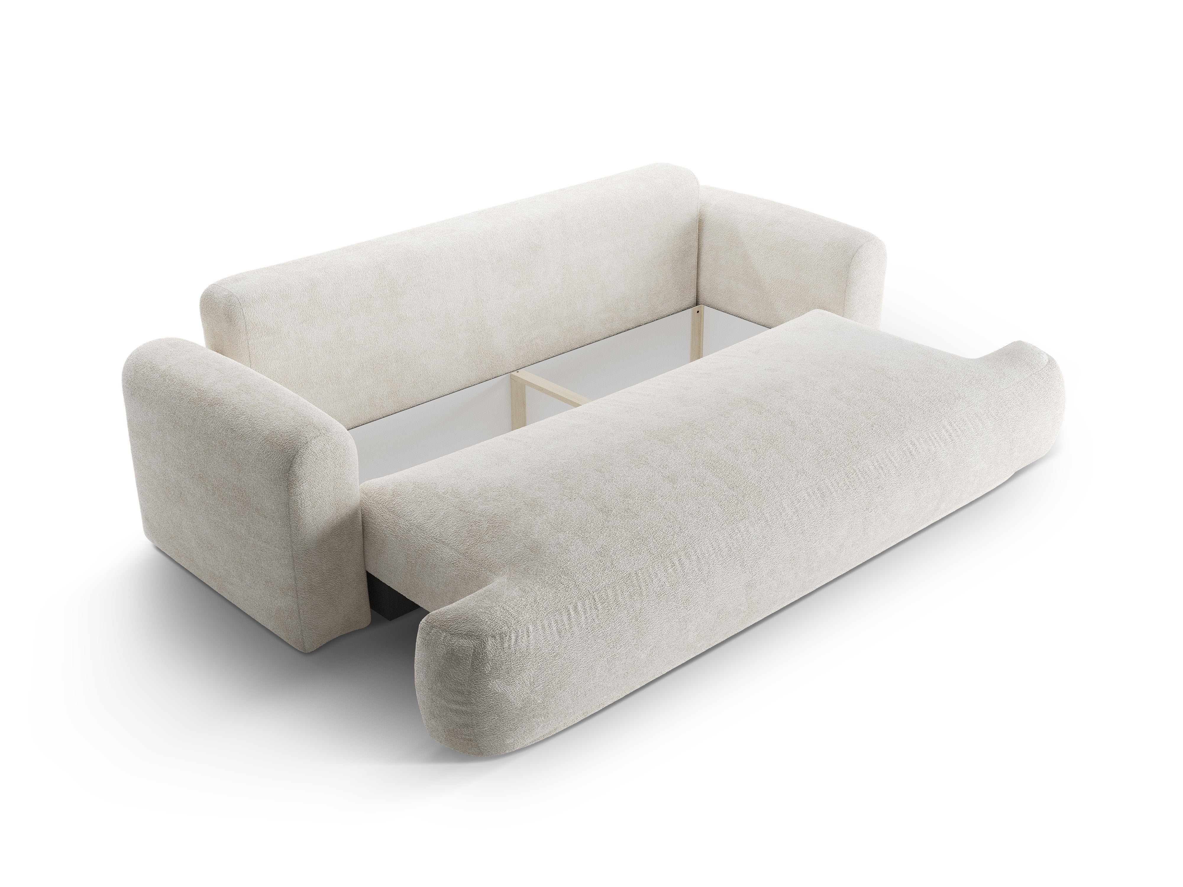 Sofa z funkcją spania ELLA jasnobeżowy boucle