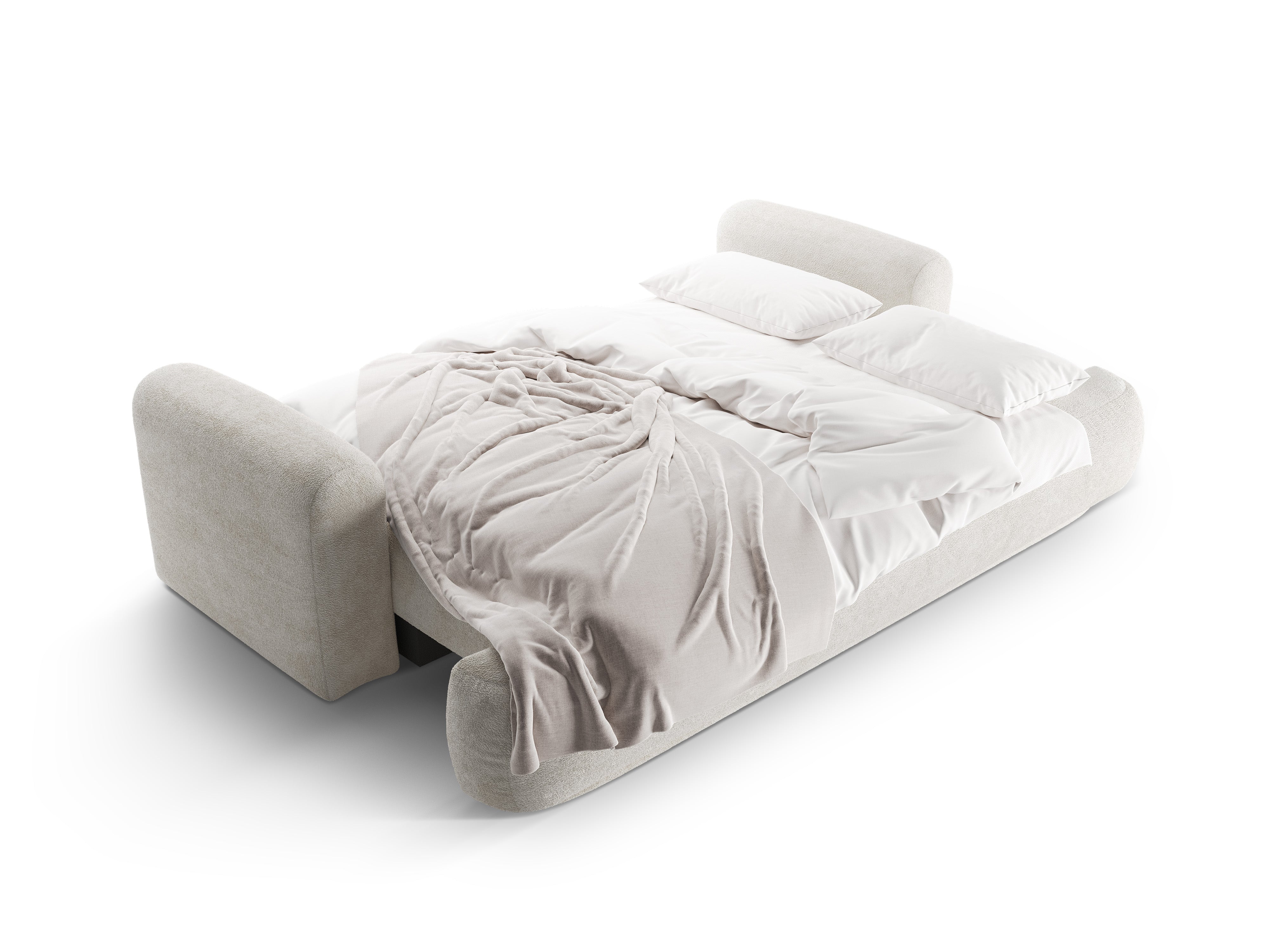 Sofa z funkcją spania ELLA jasnobeżowy boucle
