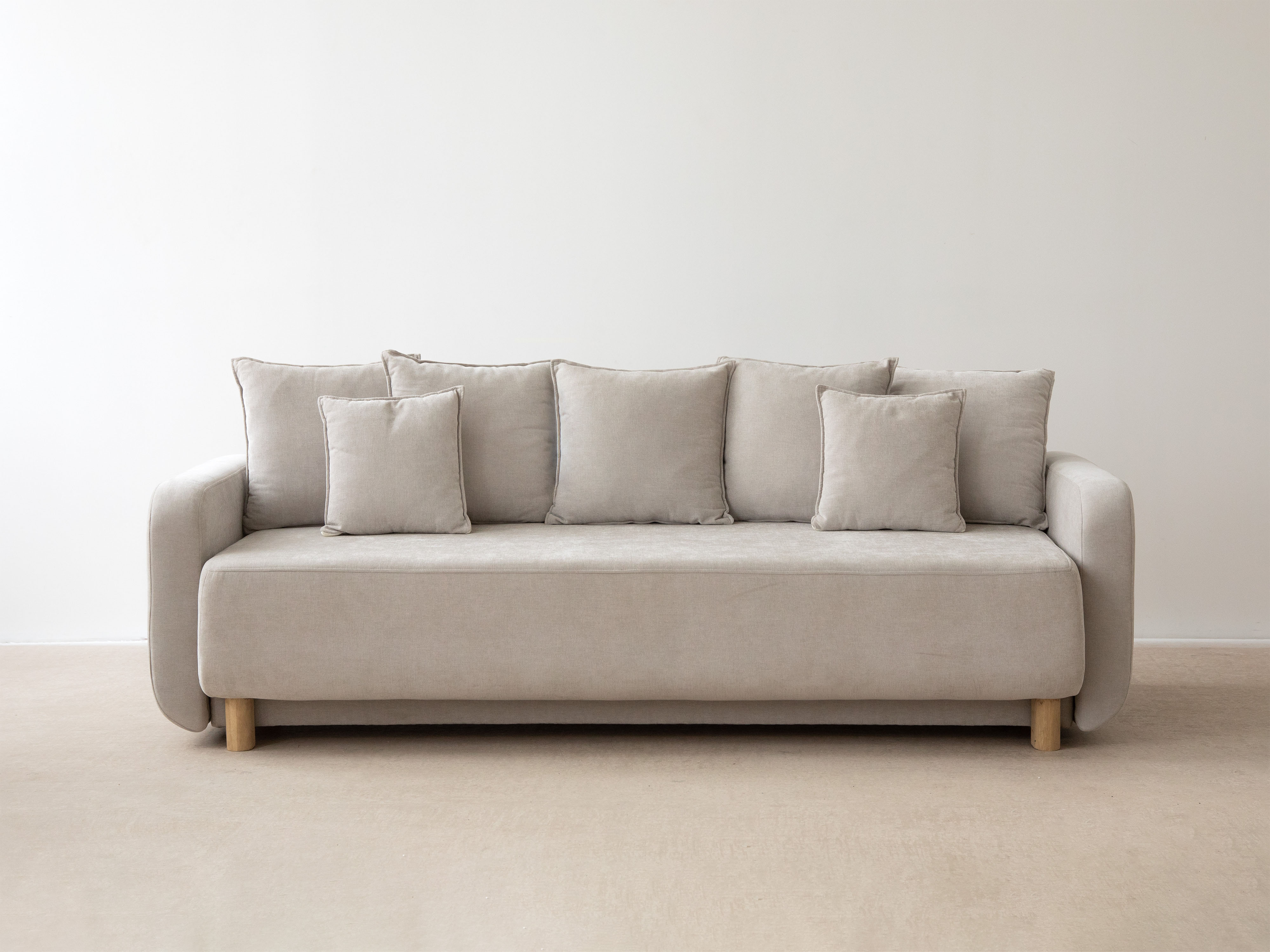 Sofa 3-Sitzer mit Schlaf-Funktion ELEN Elfenbein Chenille