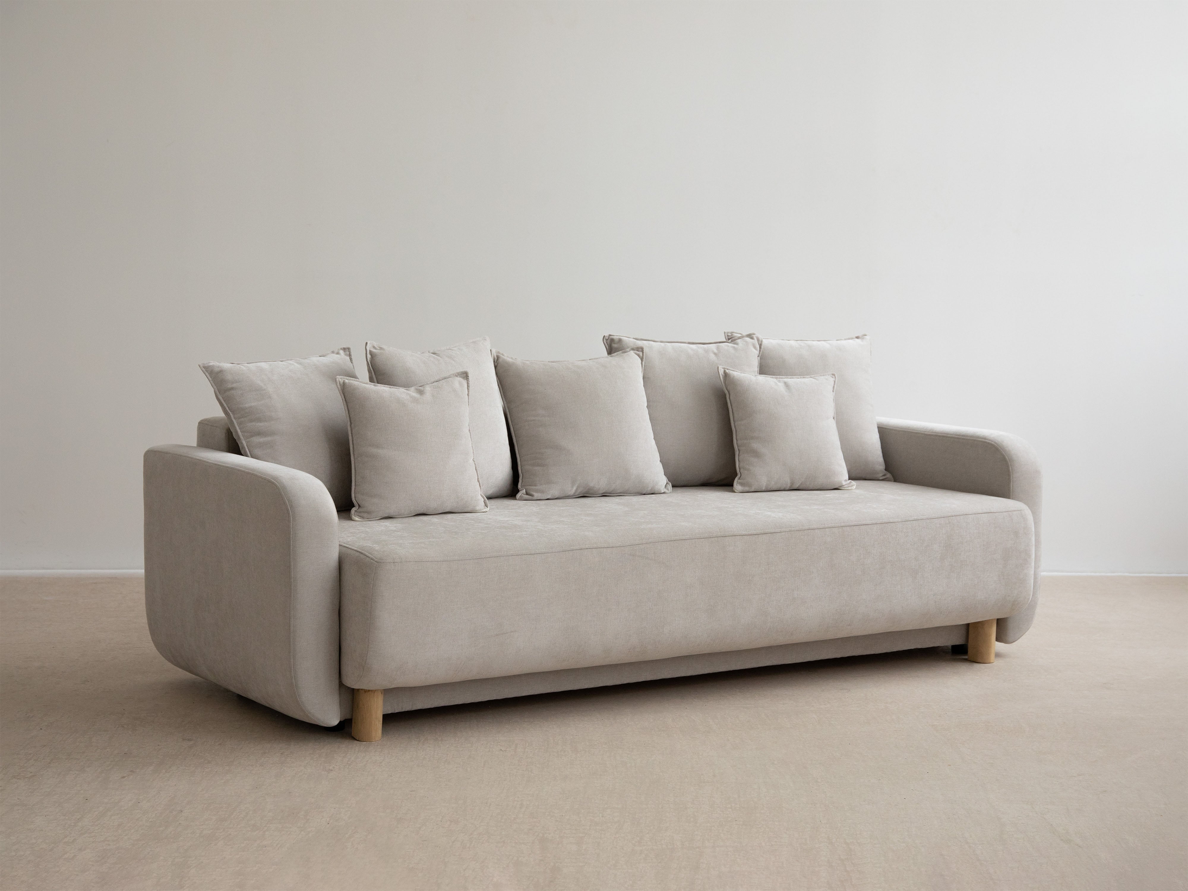 Sofa 3-Sitzer mit Schlaf-Funktion ELEN Elfenbein Chenille