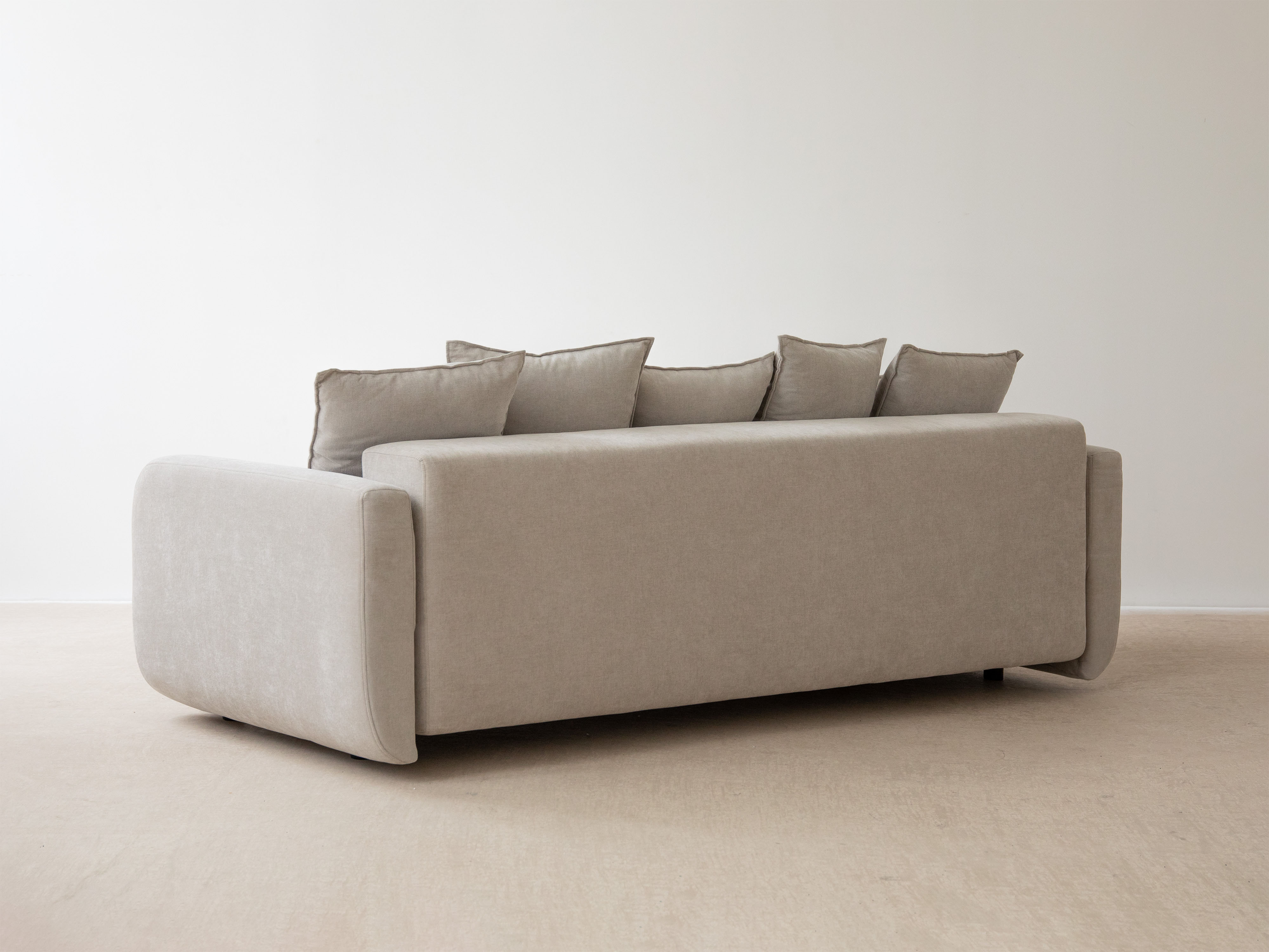 Sofa 3-Sitzer mit Schlaf-Funktion ELEN Elfenbein Chenille
