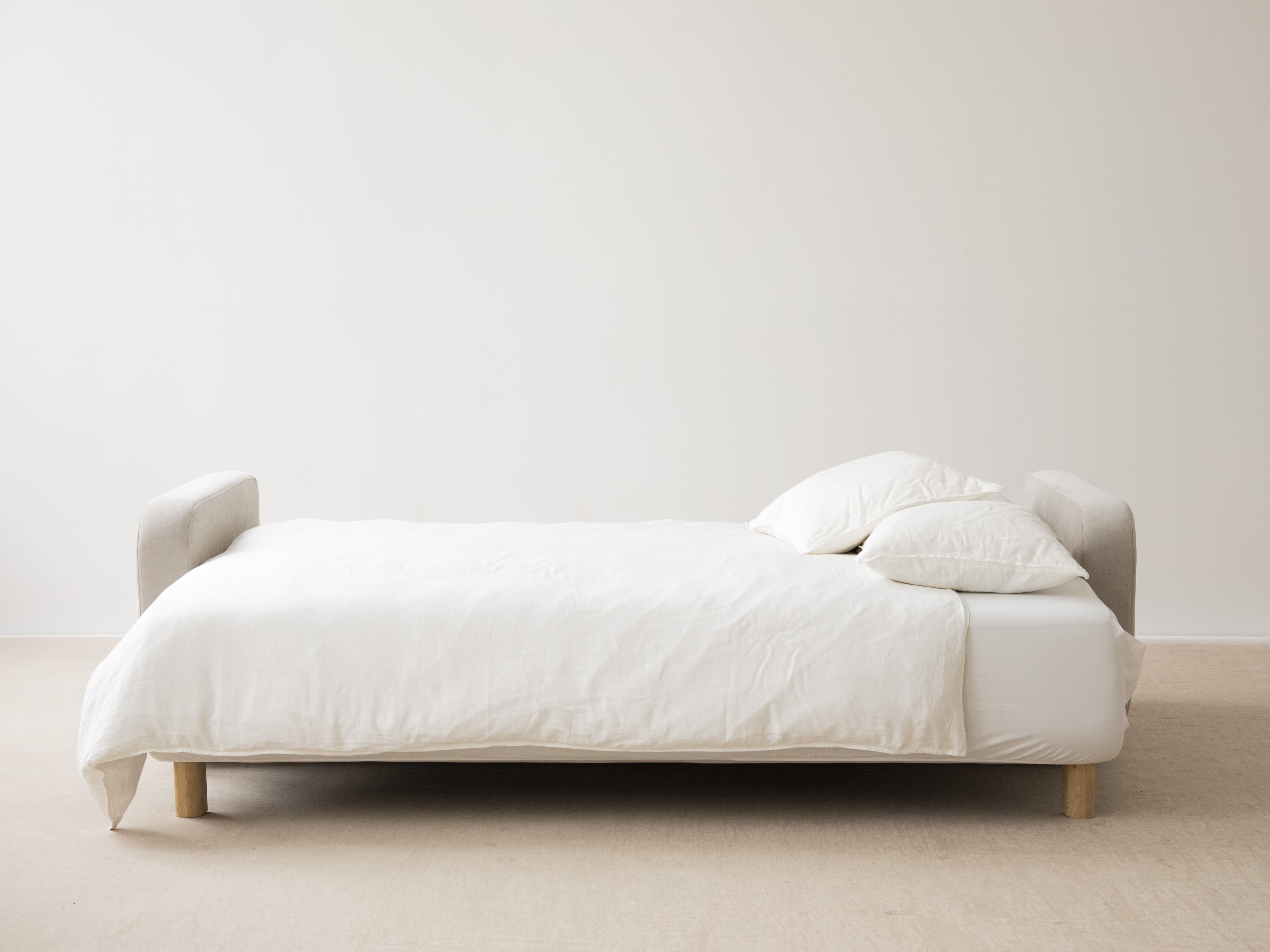 Sofa 3-Sitzer mit Schlaf-Funktion ELEN Elfenbein Chenille