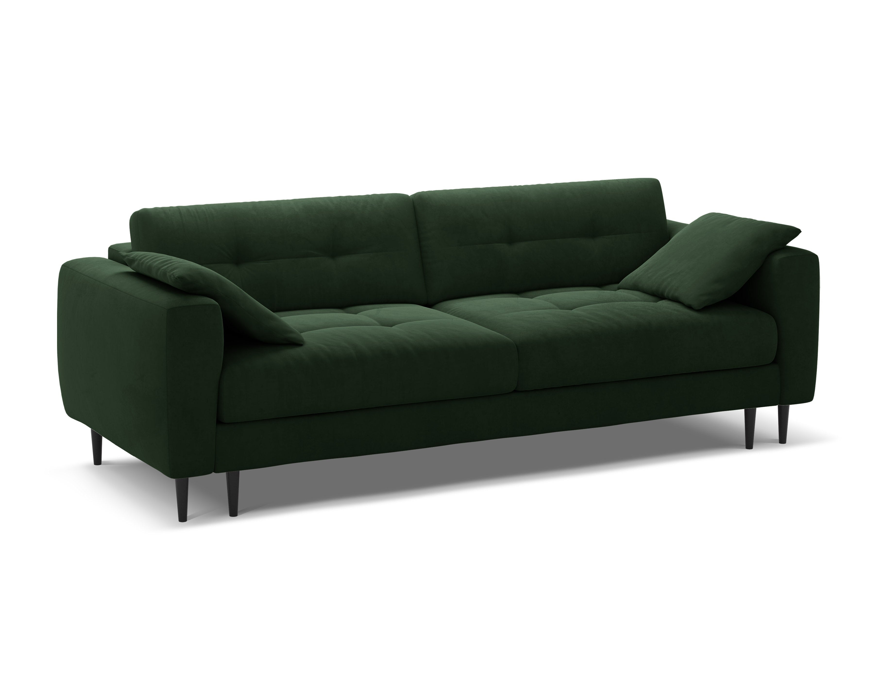 Sofa aksamitna 3-osobowa z funkcją spania BEMY butelkowy zielony