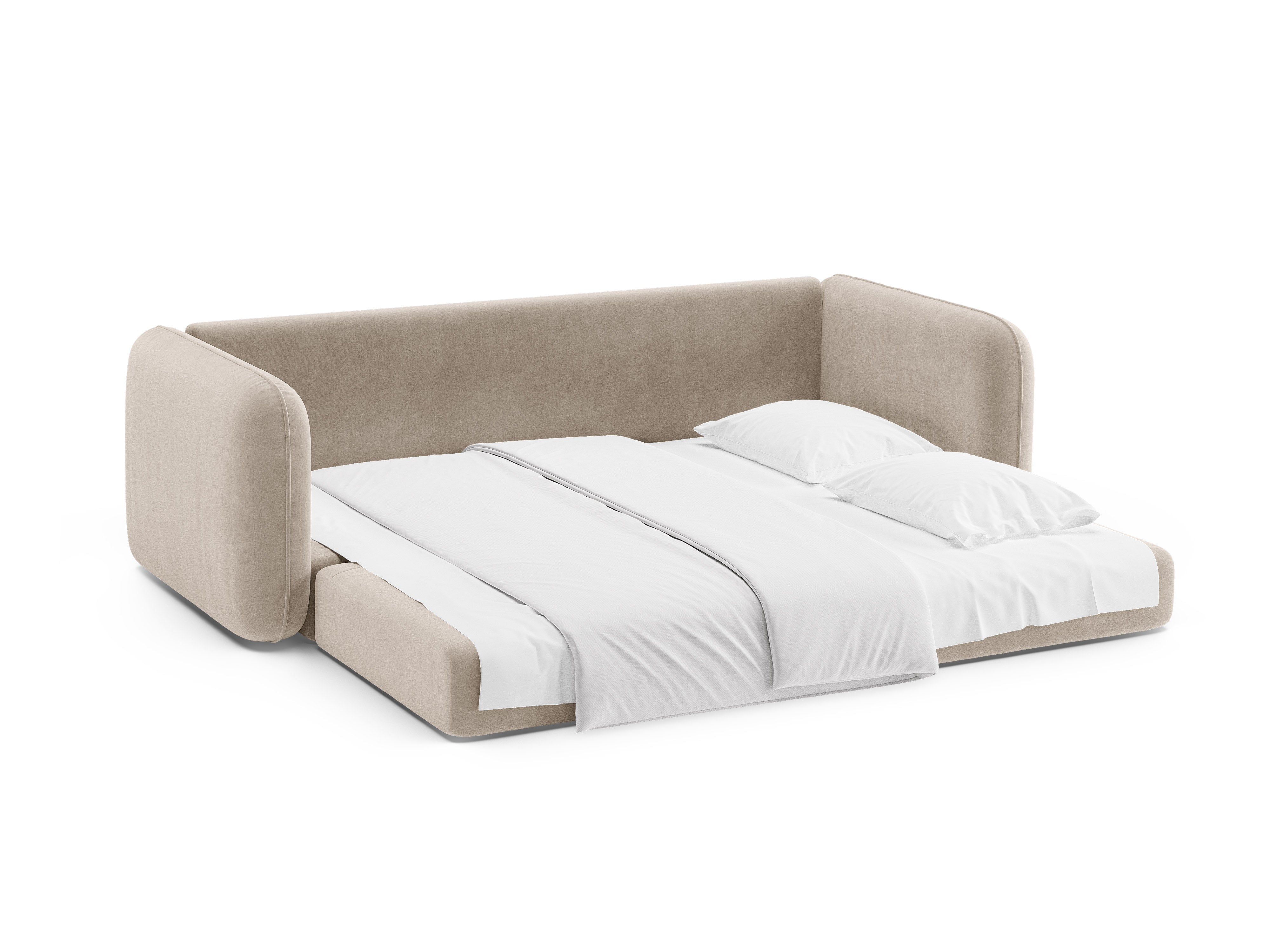 Beige 3-Seater Velvet Sofa with Sleeping Function DORMI