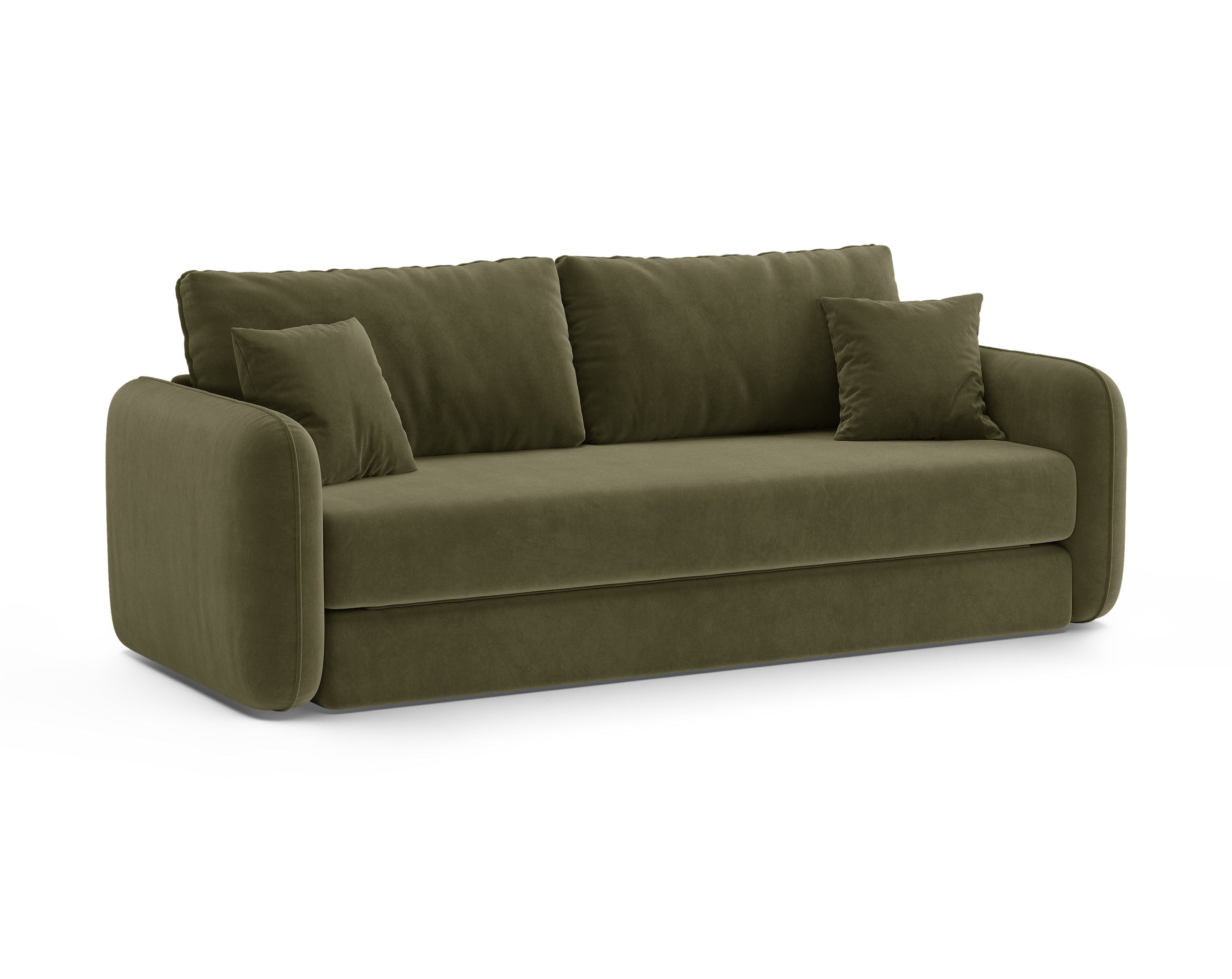 Sofa aksamitna 3-osobowa z funkcją spania DORMI zielony