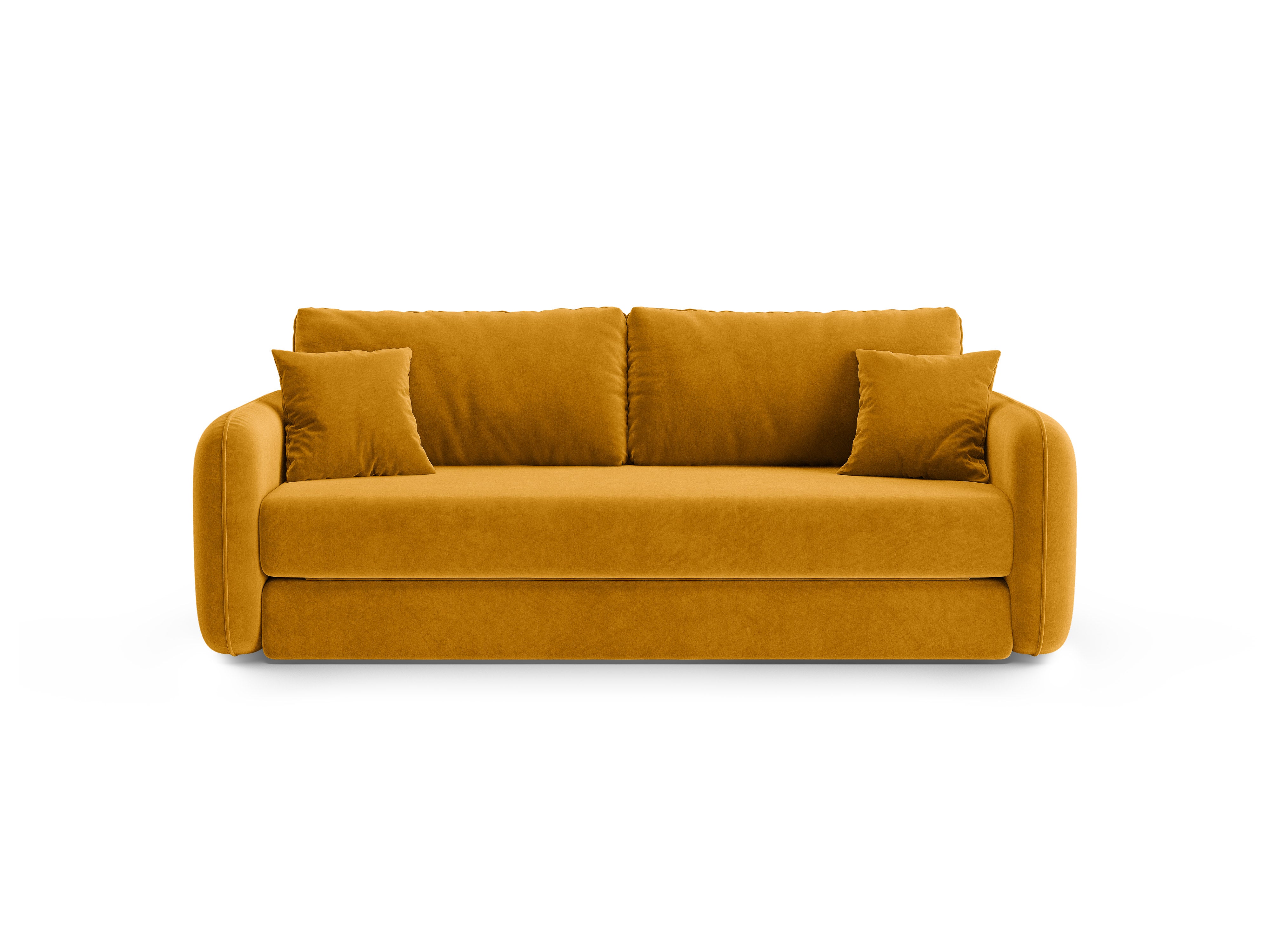 Yellow 3-Seater Velvet Sofa with Sleeping Function DORMI