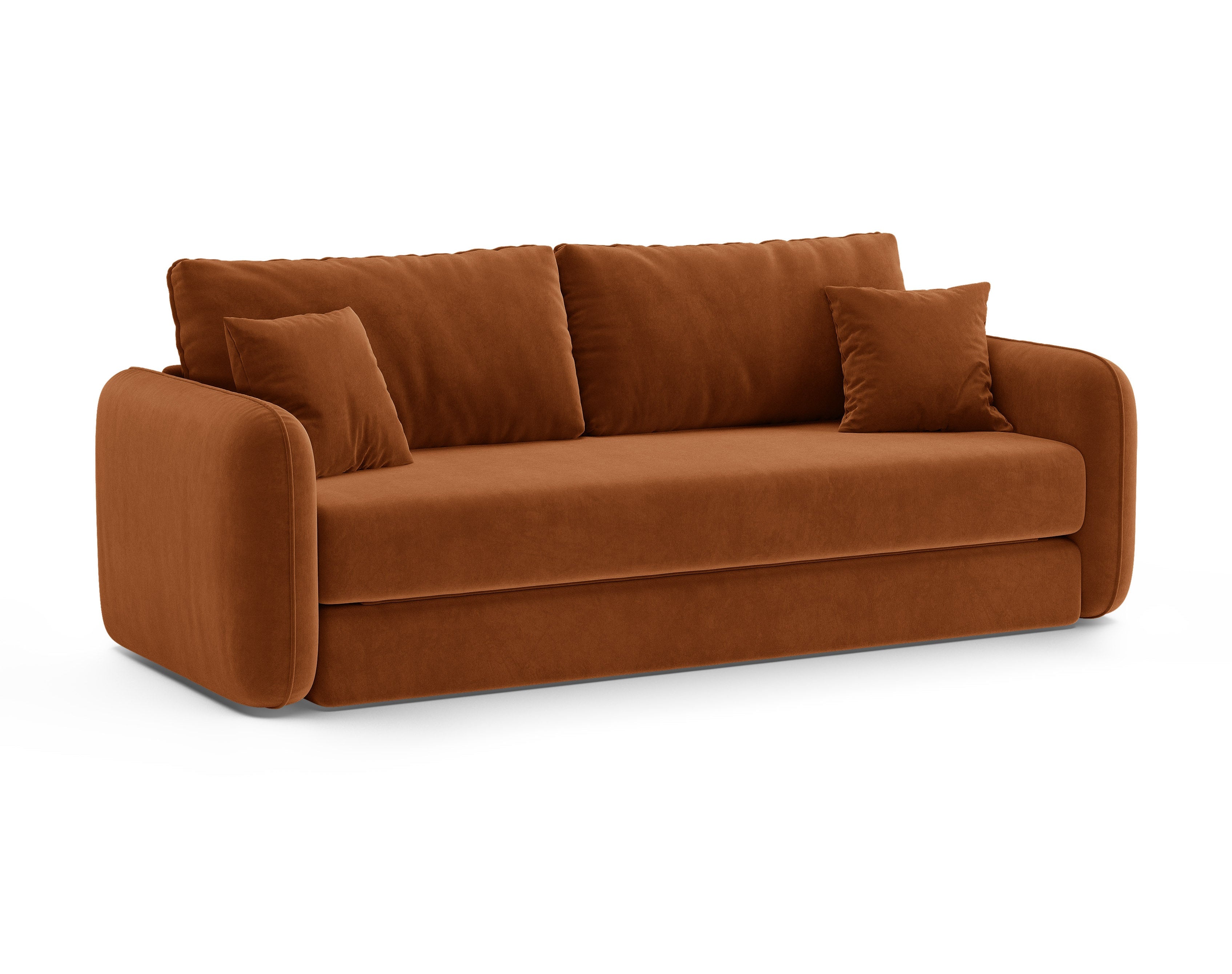 Velvet 3-Seater Sofa with Sleeping Function DORMI Terracotta
