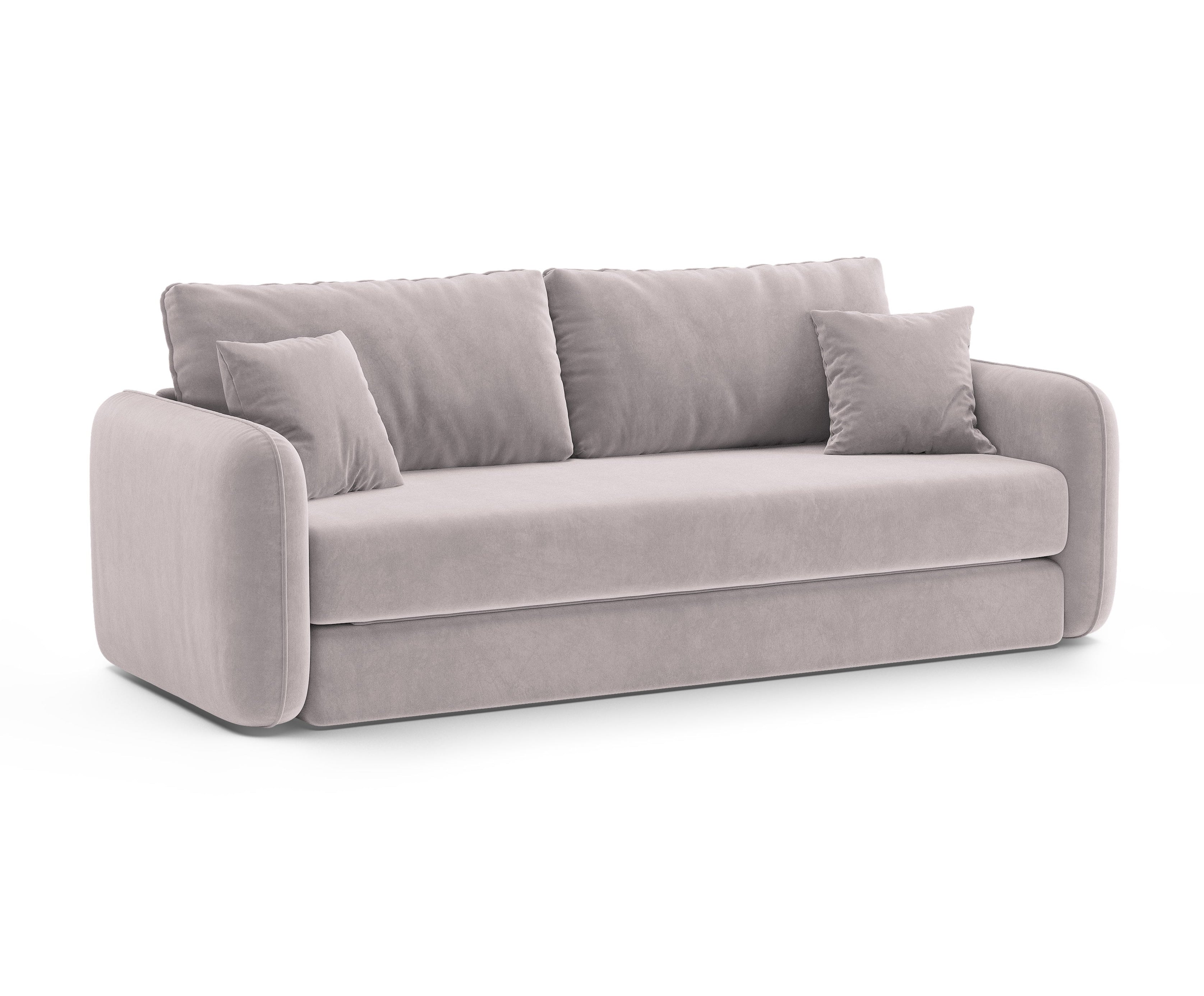 Sofa aksamitna 3-osobowa z funkcją spania DORMI jasny szary