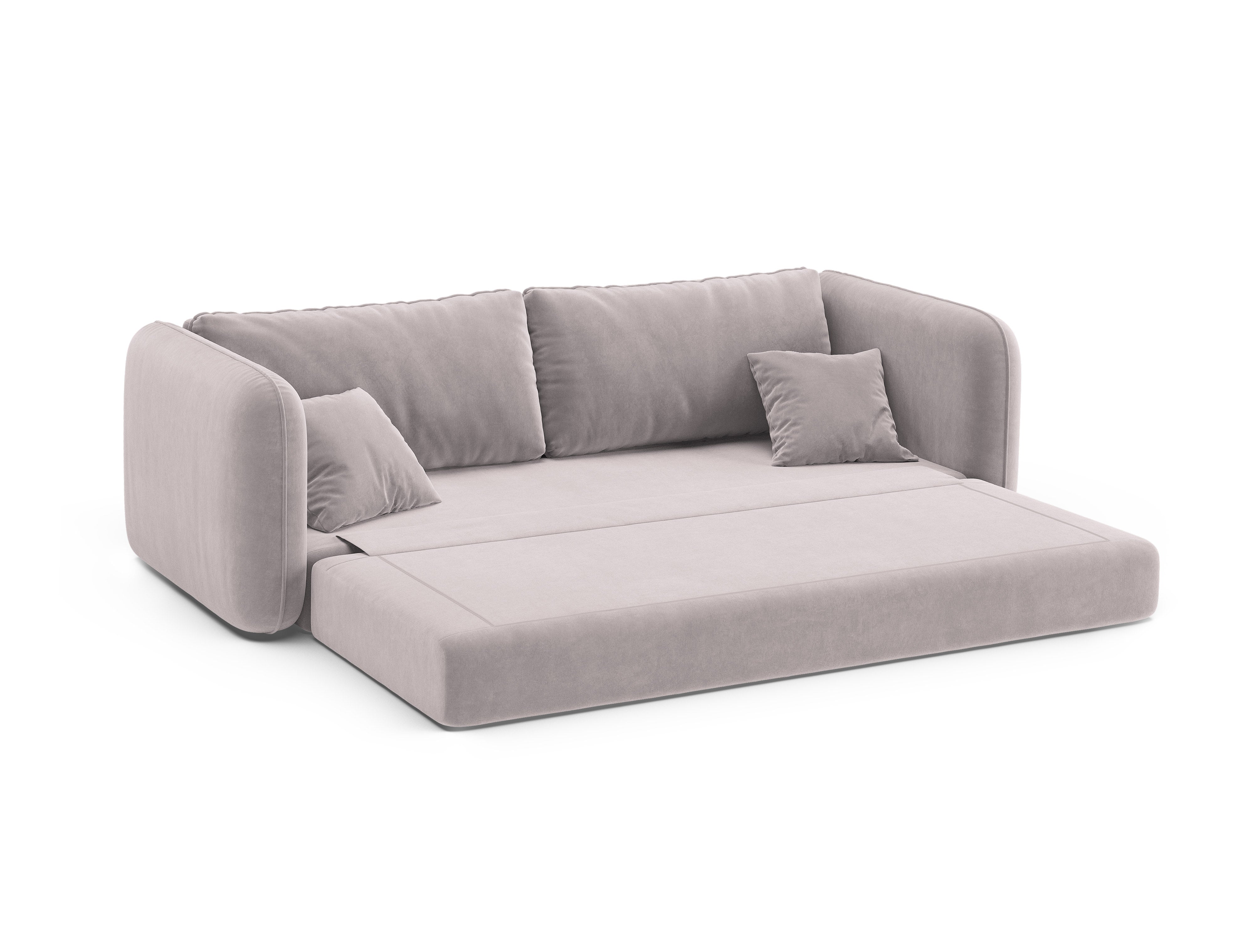 Sofa aksamitna 3-osobowa z funkcją spania DORMI jasny szary