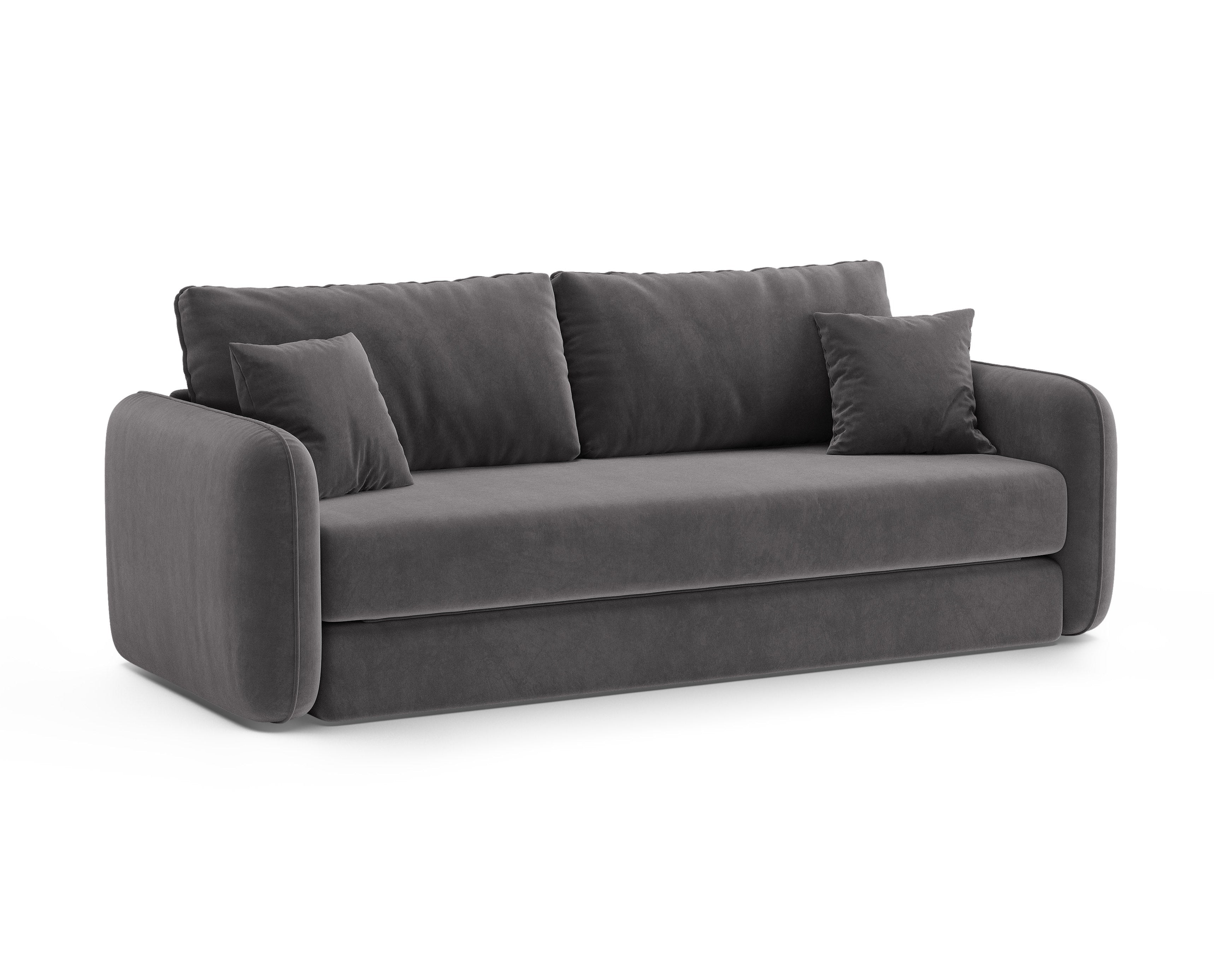Sofa aus Samt für 3 Personen mit Schlaf-Funktion DORMI dunkelgrau