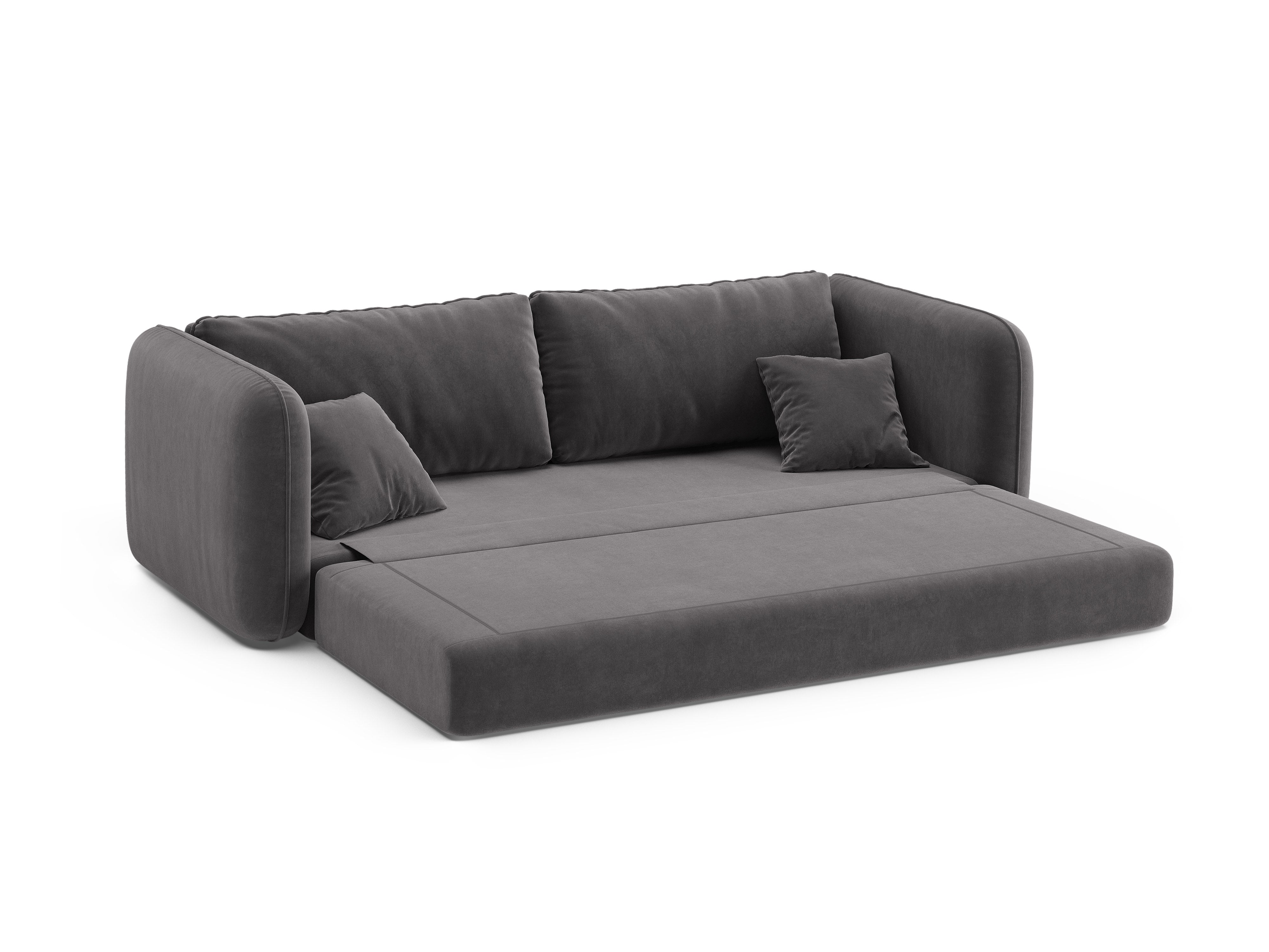 Sofa aus Samt für 3 Personen mit Schlaf-Funktion DORMI dunkelgrau