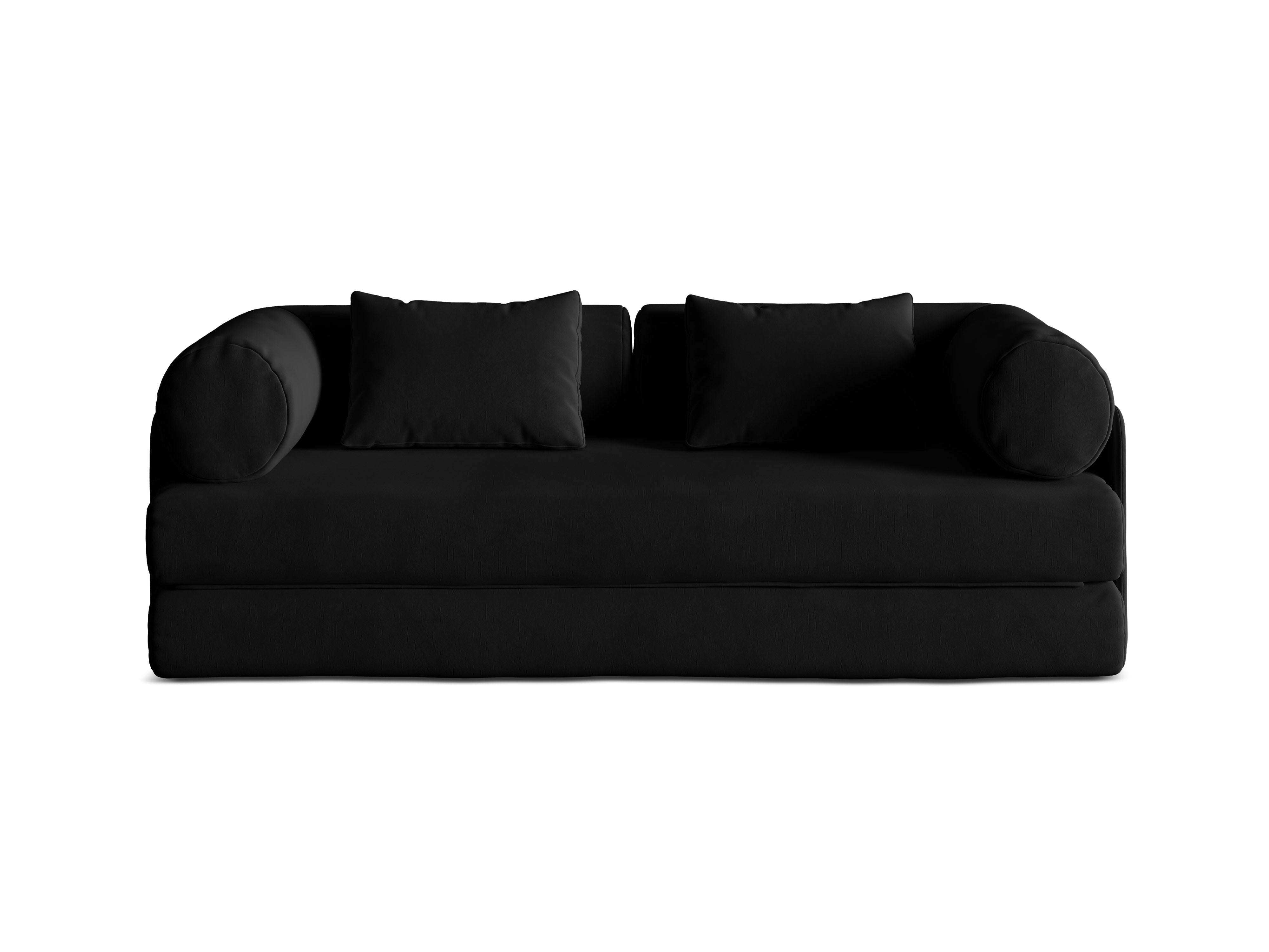 Dreamy Black Velvet 3-Seater Sofa with Sleeping Function