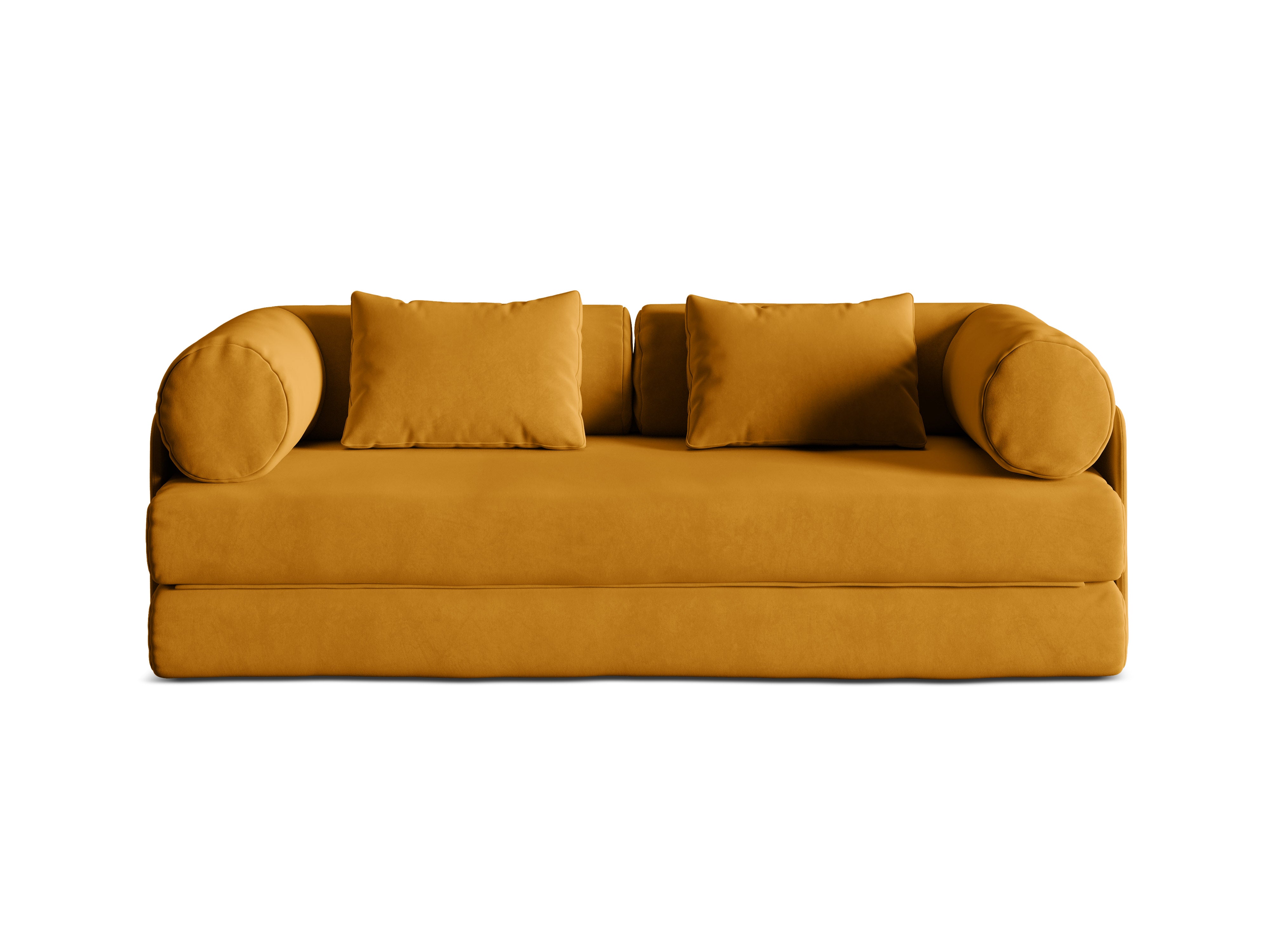 Dreamy Yellow Velvet 3-Seater Sofa with Sleeping Function