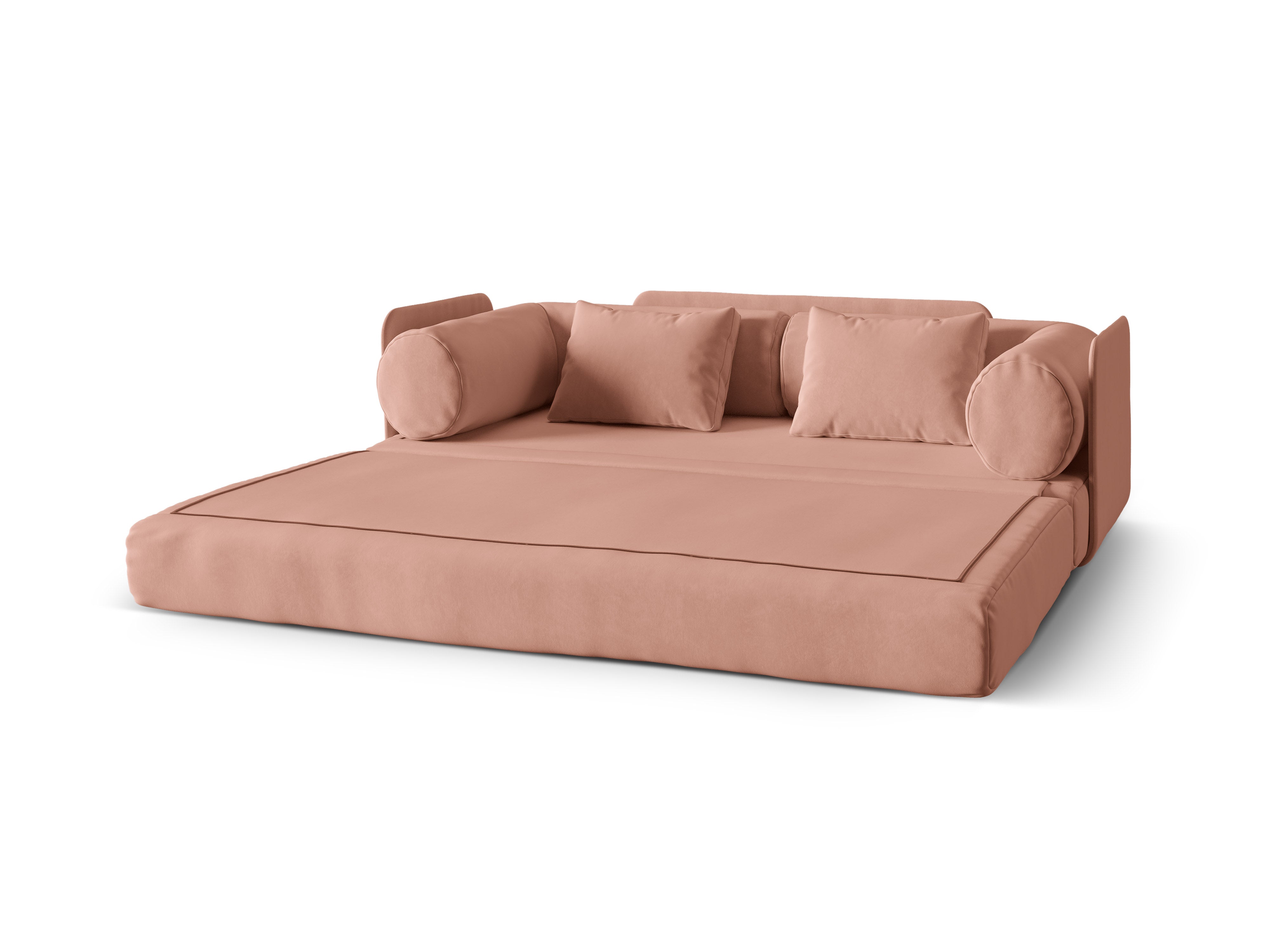 Dreamy Pink Velvet 3-Seater Sofa with Sleeping Function