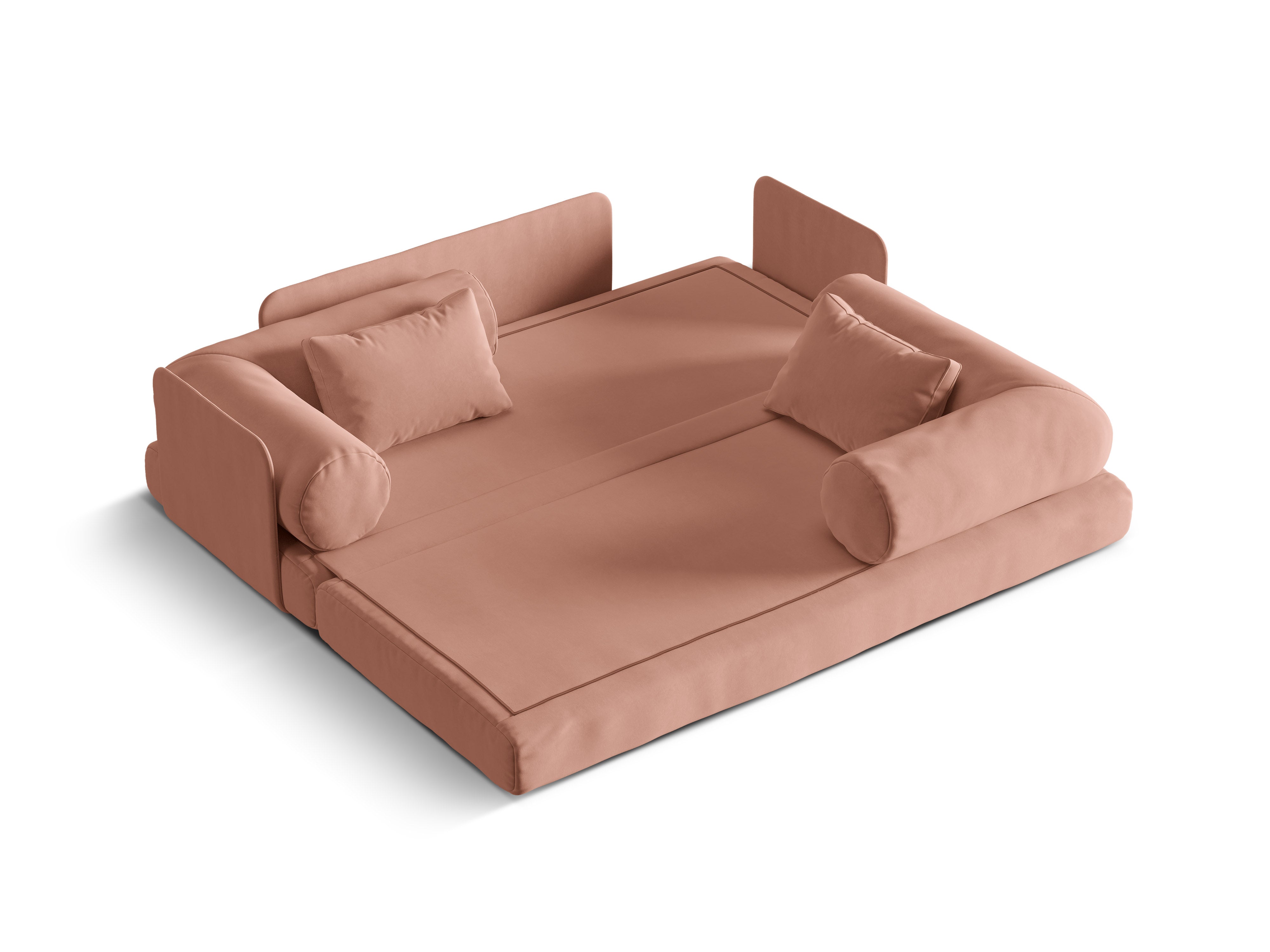 Dreamy Pink Velvet 3-Seater Sofa with Sleeping Function
