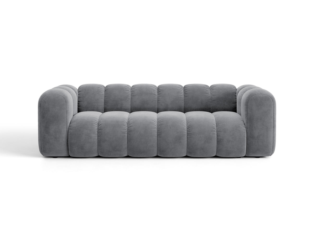 Sofa aksamitna 3-osobowa z funkcją spania LUPINE szary – Micadoni