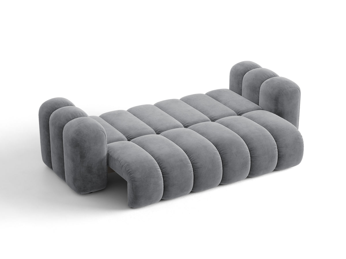 Sofa aksamitna 3-osobowa z funkcją spania LUPINE szary – ujęcie 2