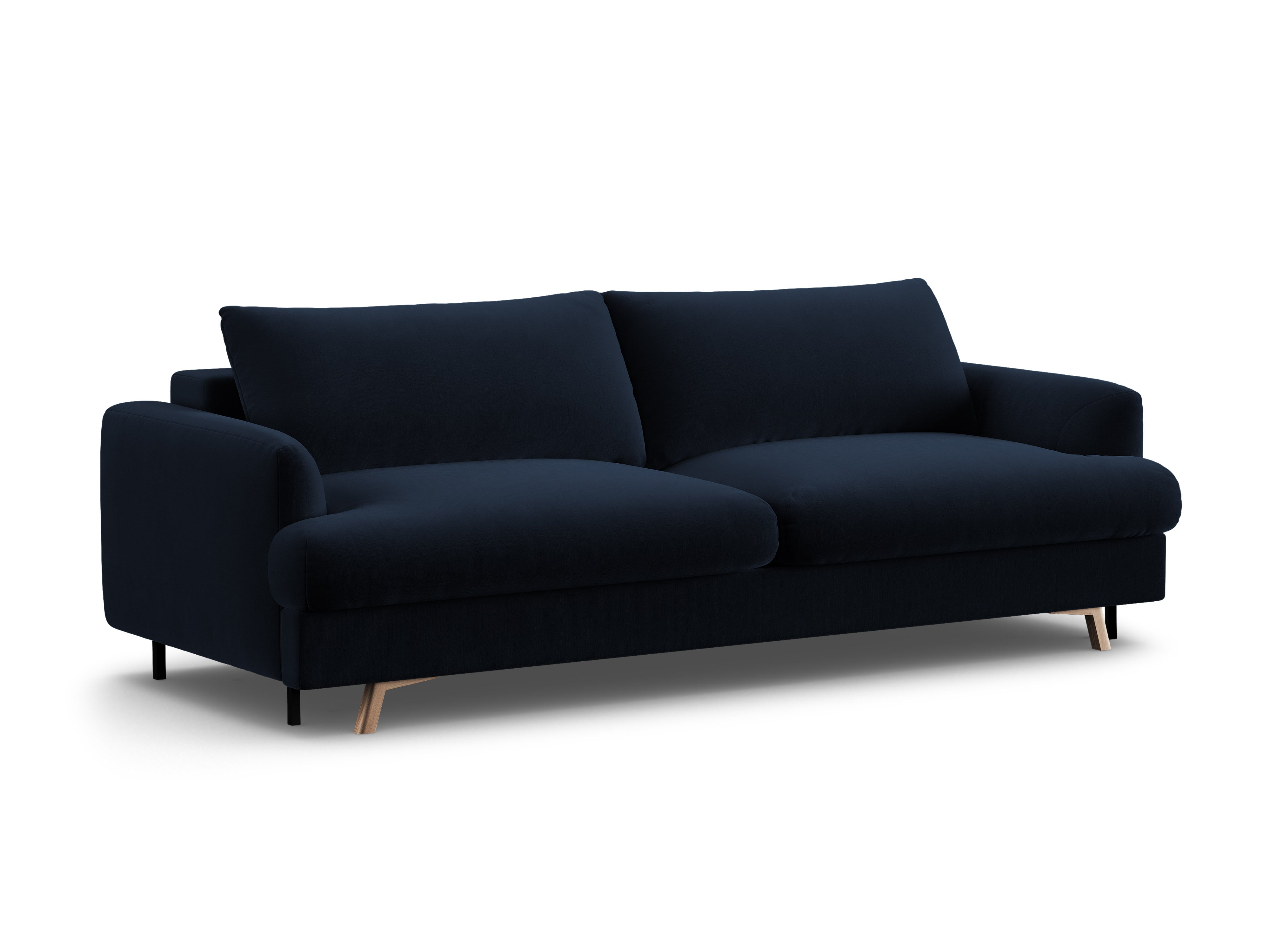 Sofa aksamitna 3-osobowa z funkcją spania NAOMI królewski niebieski