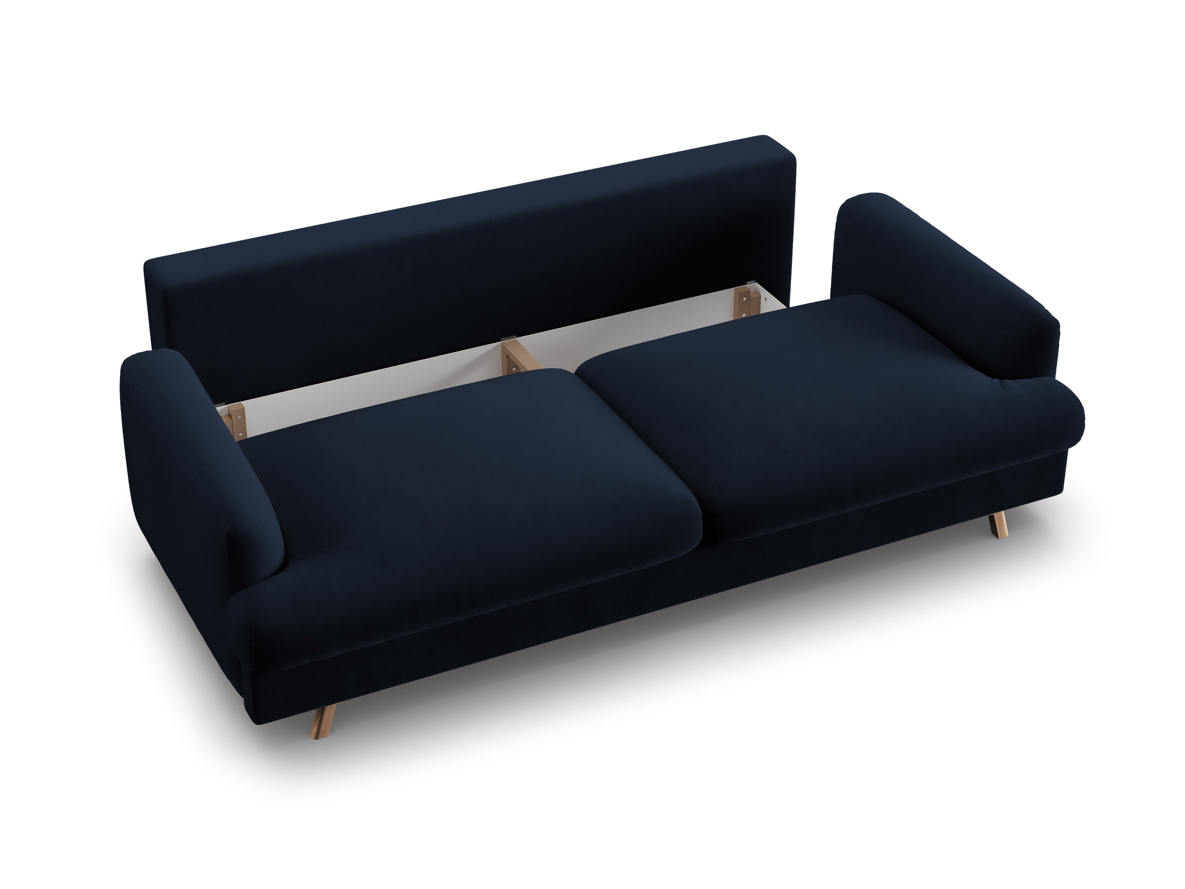 Sofa aksamitna 3-osobowa z funkcją spania NAOMI królewski niebieski
